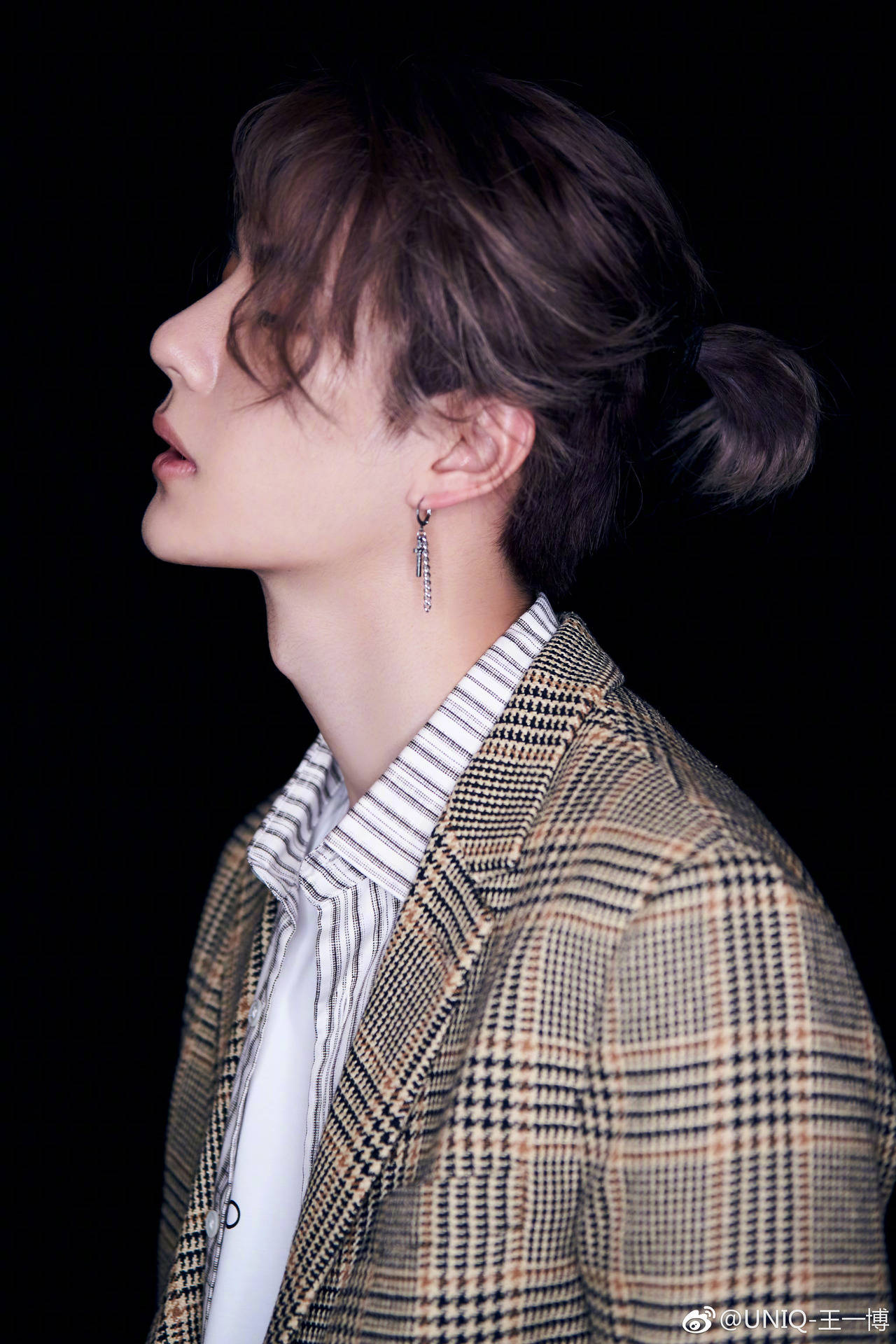 Wang Yibo, plaid blazer, striped shirt, Full HD Phone Wallpaper
