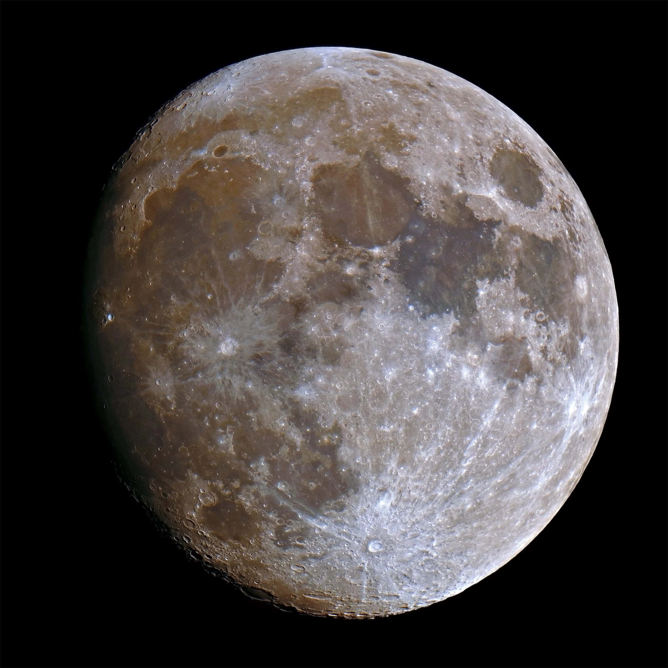Waning Gibbous Moon, cratered surface, black void of space, Full HD Phone Wallpaper