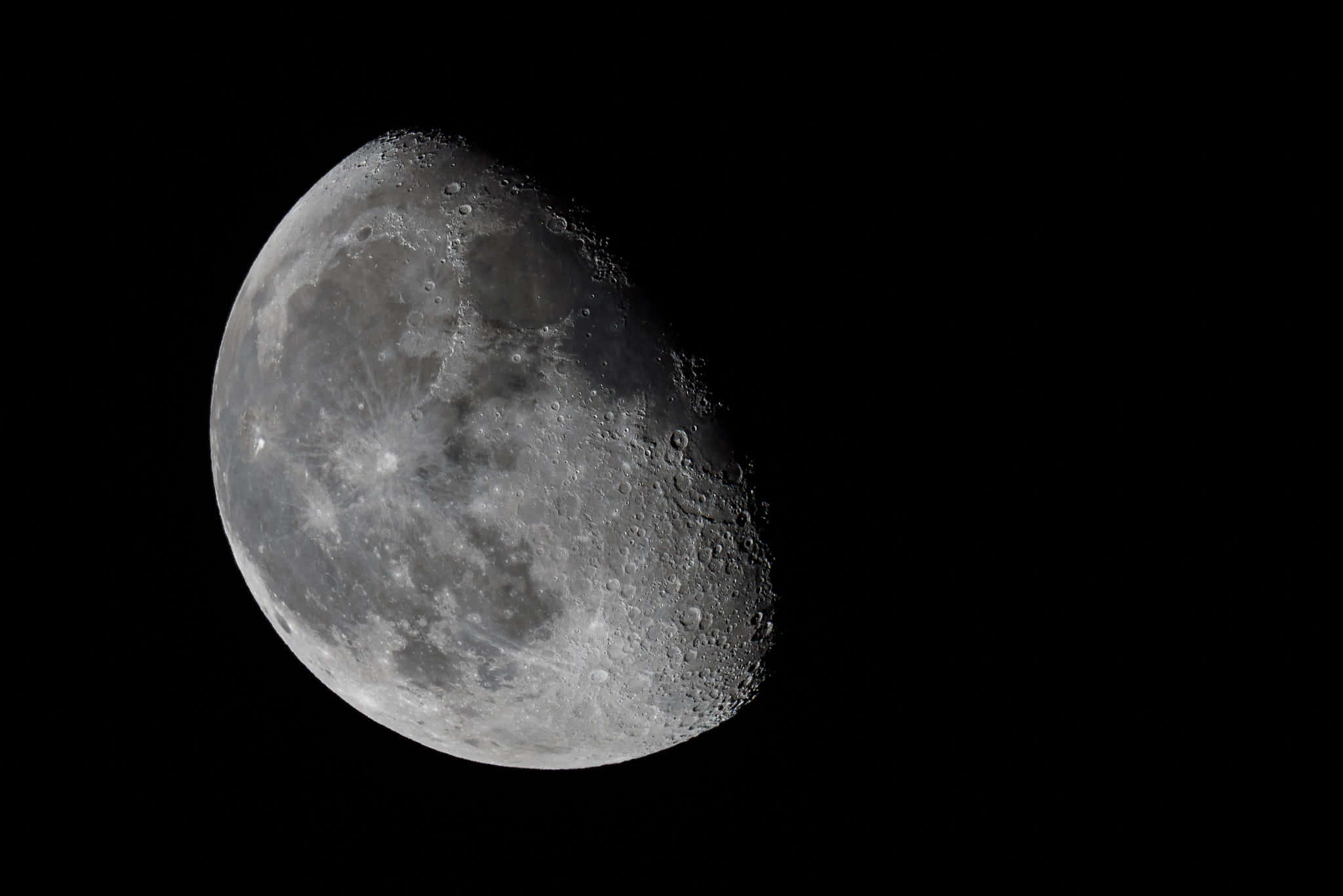 Waning Gibbous Moon, craters, maria, Full HD Desktop Wallpaper