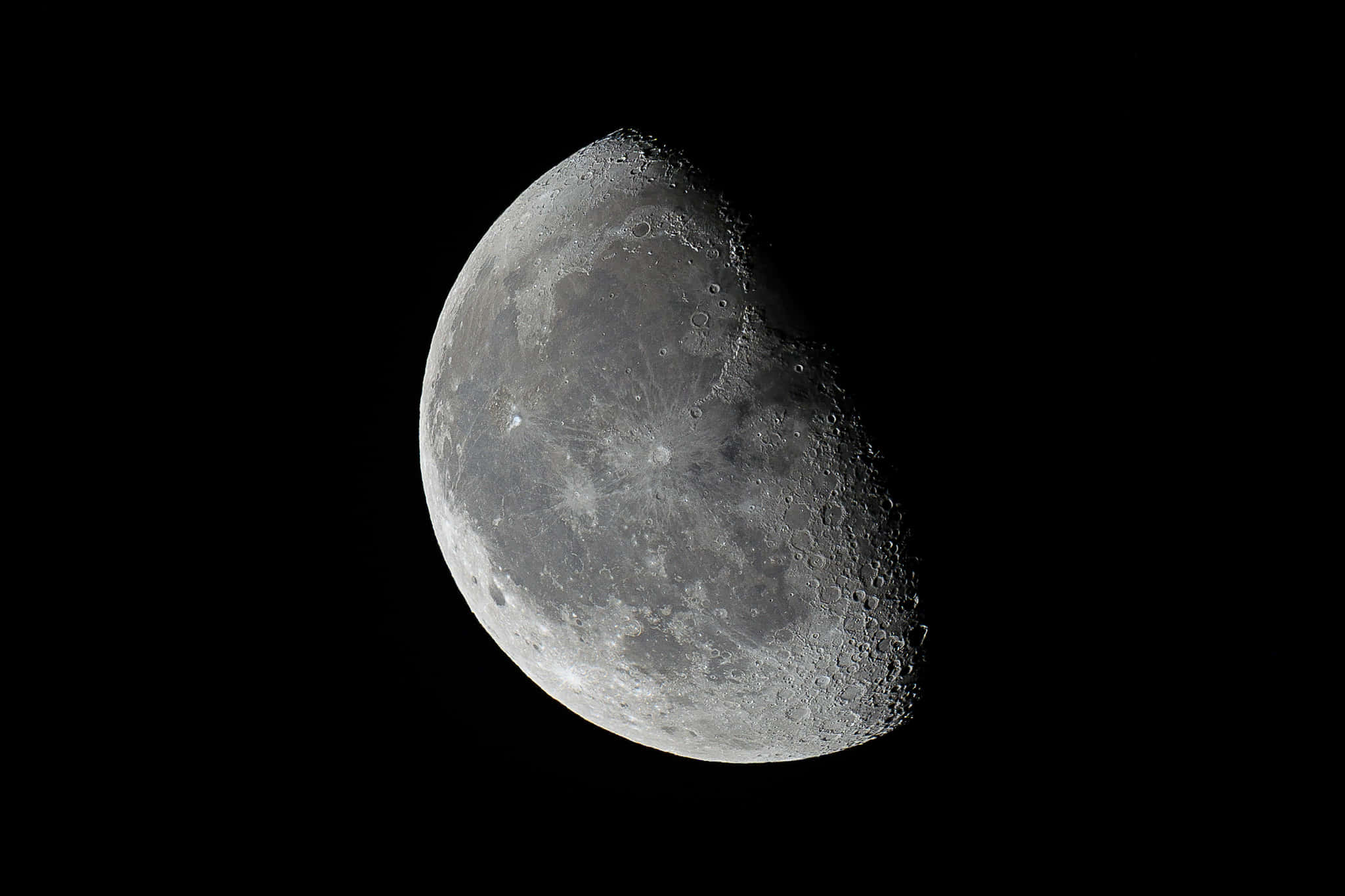 Waning Gibbous Moon, craters, rays, Full HD Desktop Wallpaper