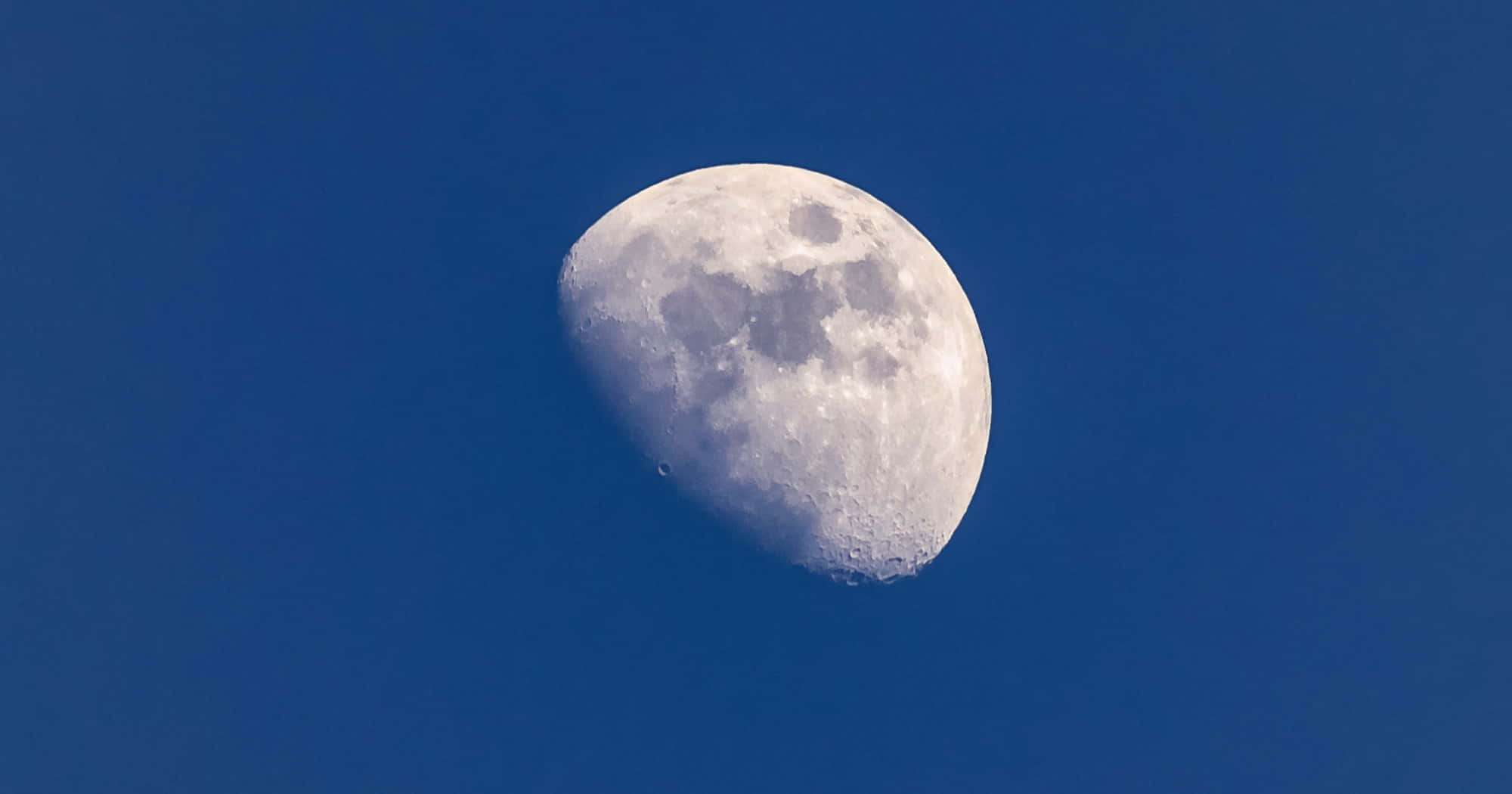 Waning Gibbous Moon, deep blue twilight sky, craters, Full HD Desktop Wallpaper