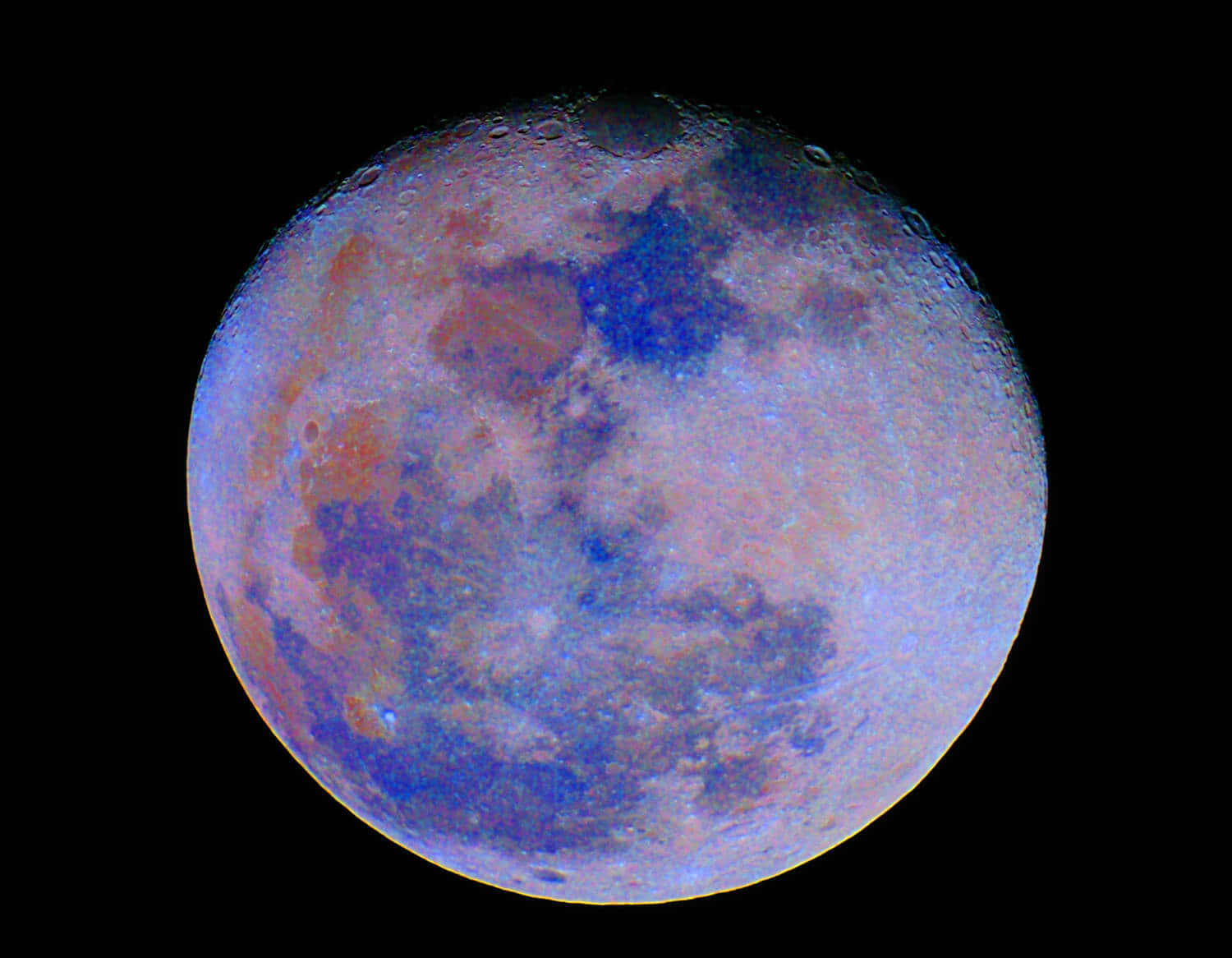 Waning Gibbous Moon, blue and pink hues, black sky, HD Desktop Wallpaper