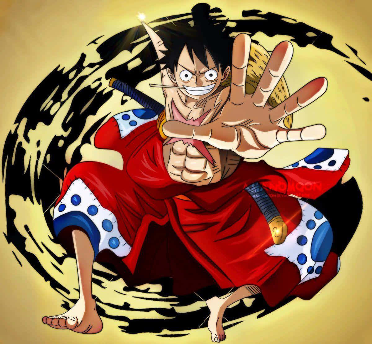 Wano Country, red outfit, fierce grin, SD Desktop Wallpaper