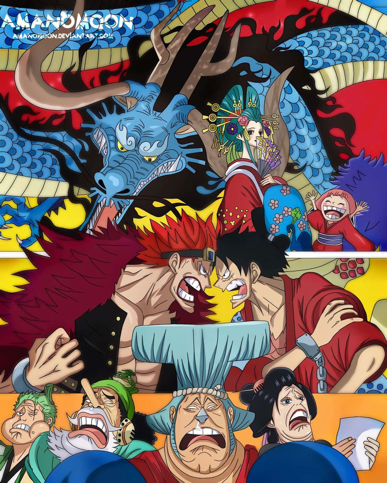 Wano Country, anime collage, intense characters, HD Phone Wallpaper