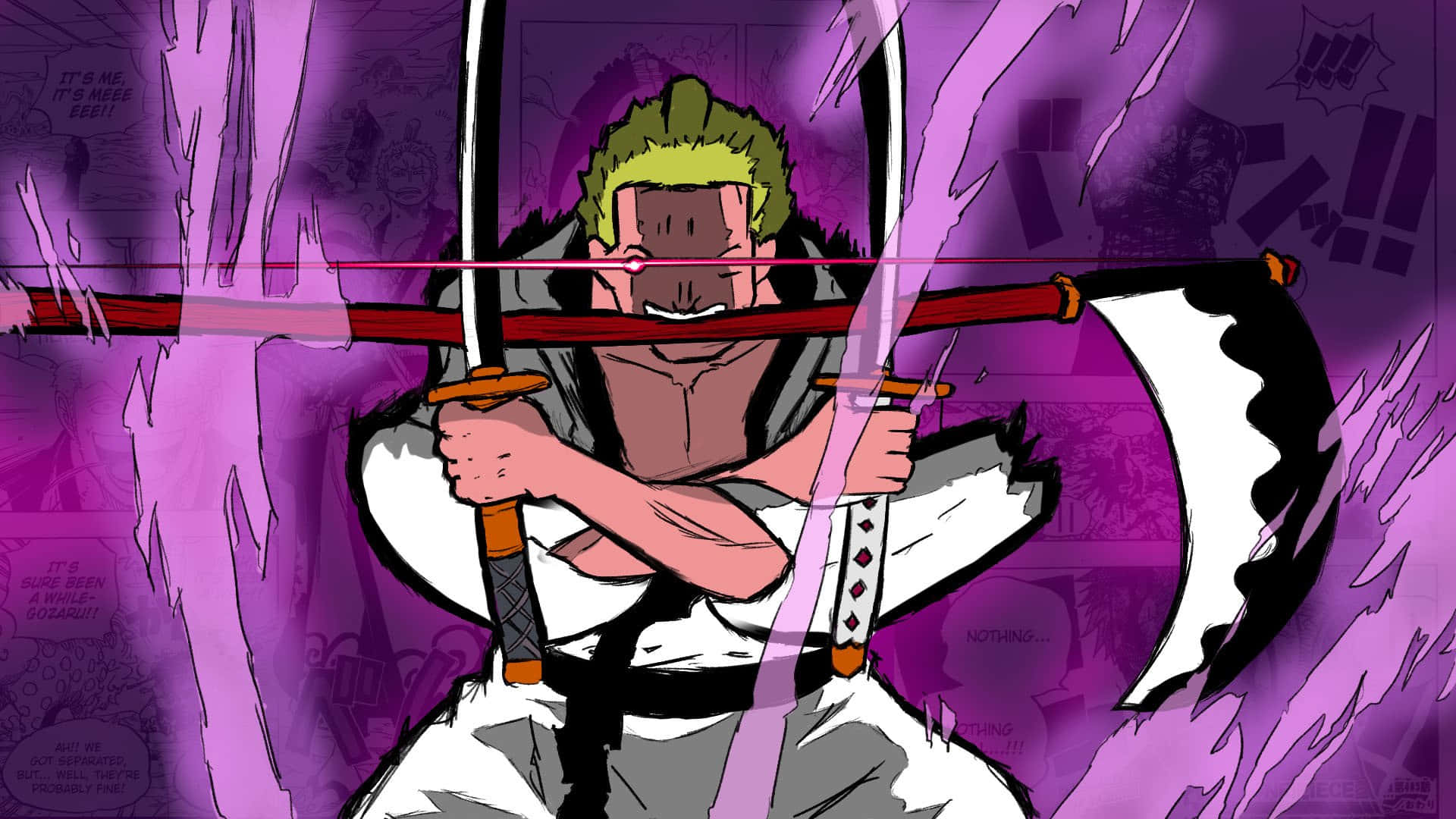 Wano Country, anime swordsman, green hair, Full HD Desktop Wallpaper