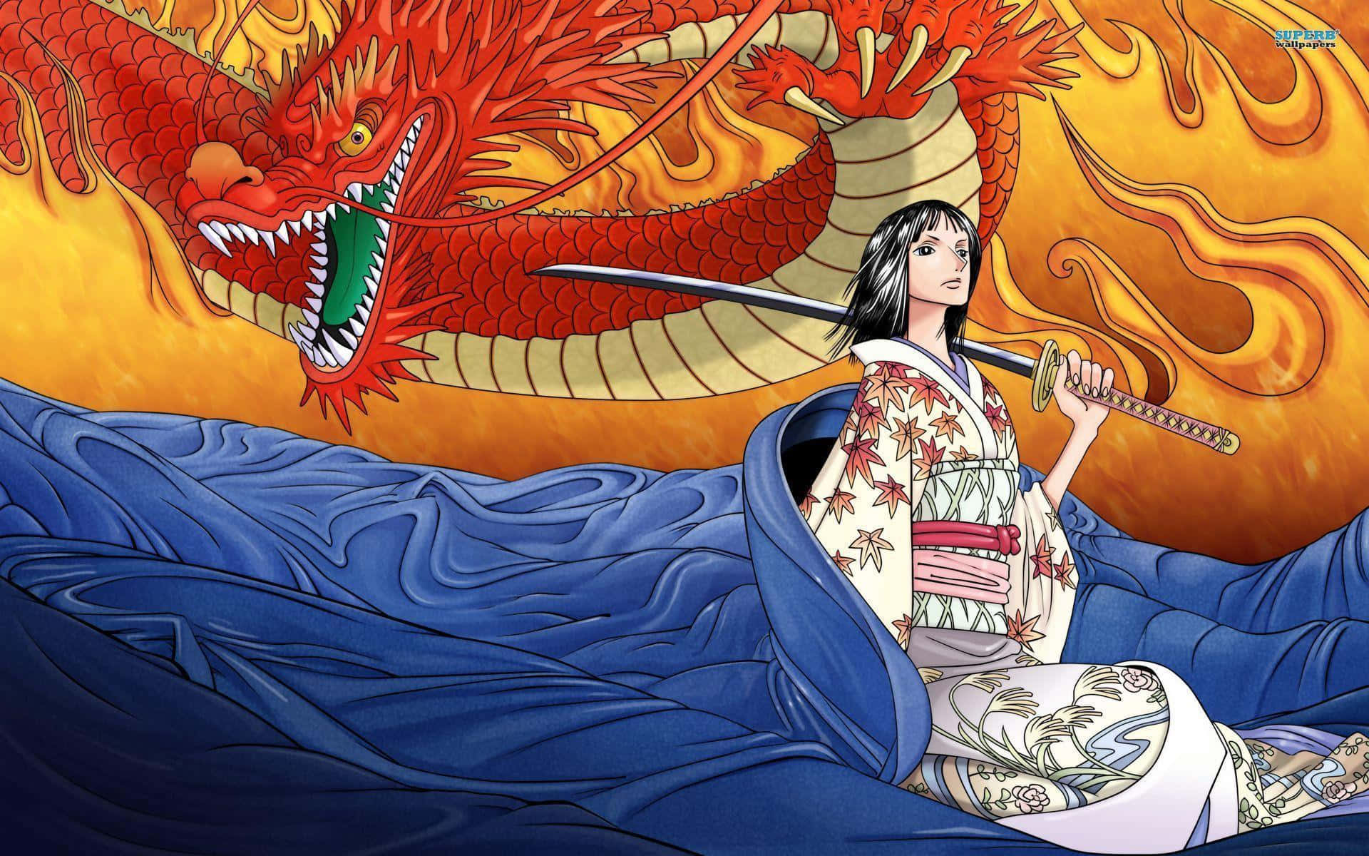 Wano Country, samurai woman, floral kimono, Full HD Desktop Wallpaper