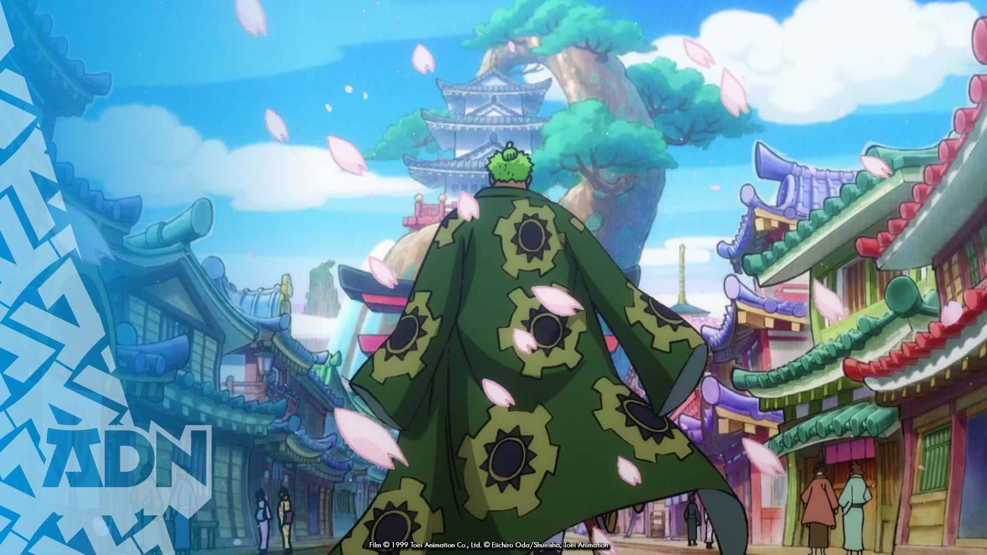 Wano Country, giant frog, green robe, Full HD Desktop Wallpaper