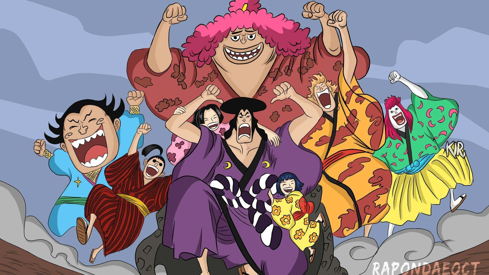 Wano Country, anime group of characters, exaggerated expressions, Full HD Desktop Wallpaper