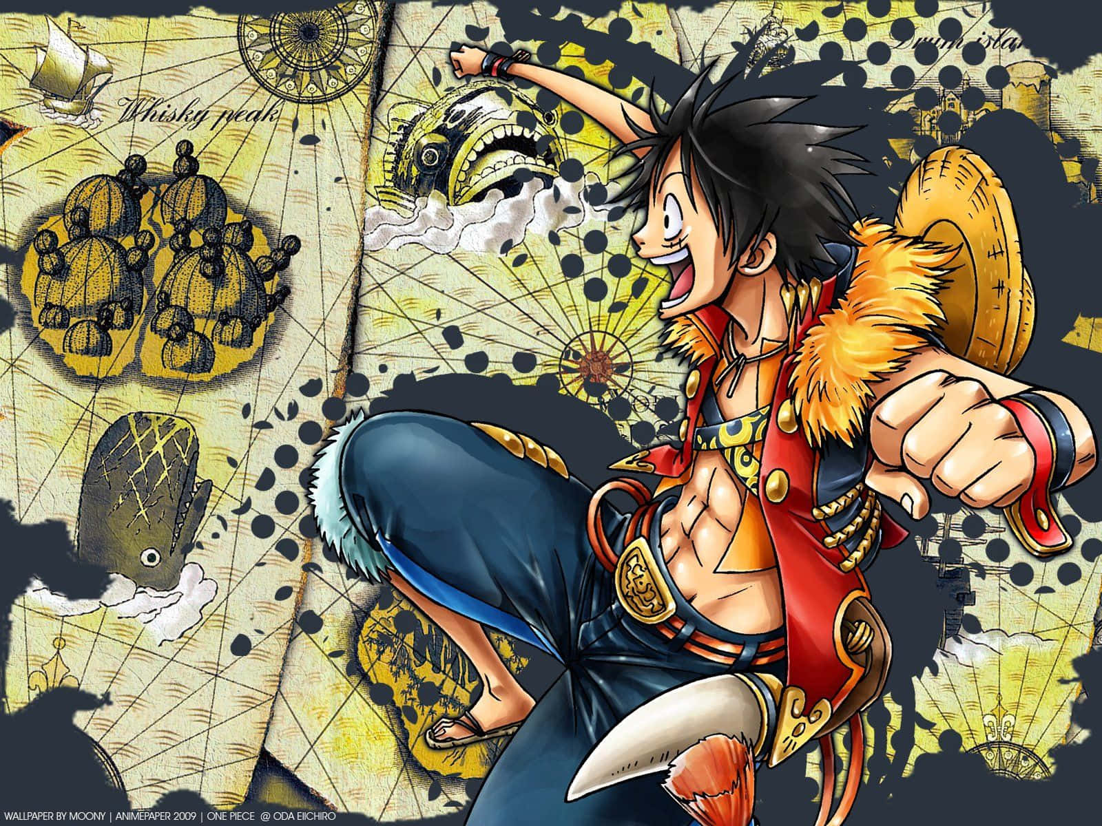 Wano Country, spiky black hair, red coat, HD Desktop Wallpaper