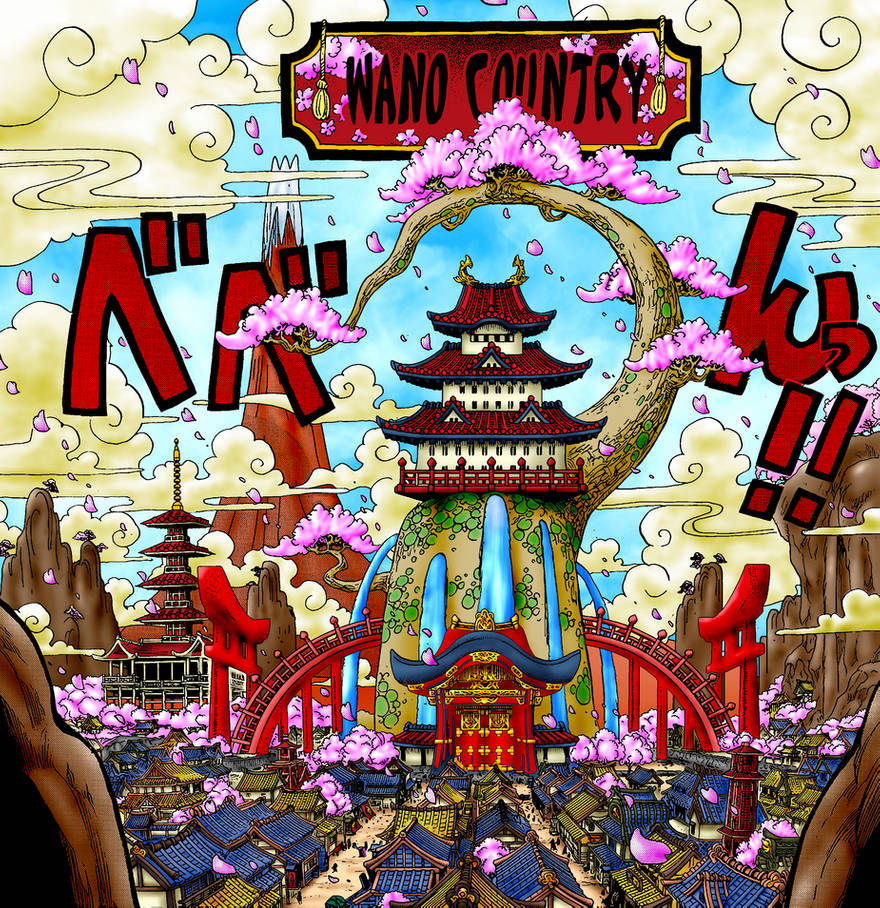 Wano Country, cherry blossom tree, traditional Japanese castle, SD Phone Wallpaper