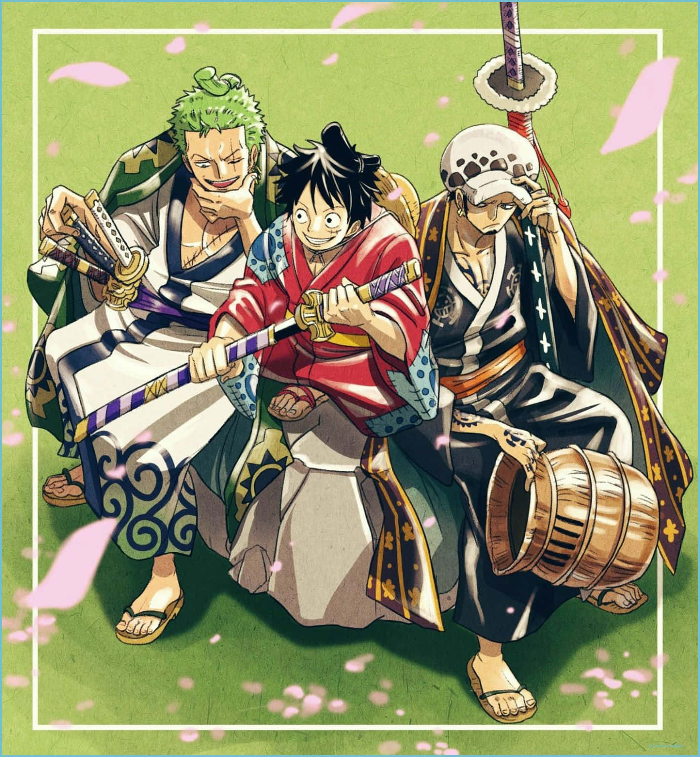 Wano Country, anime pirates, traditional robes, HD Phone Wallpaper