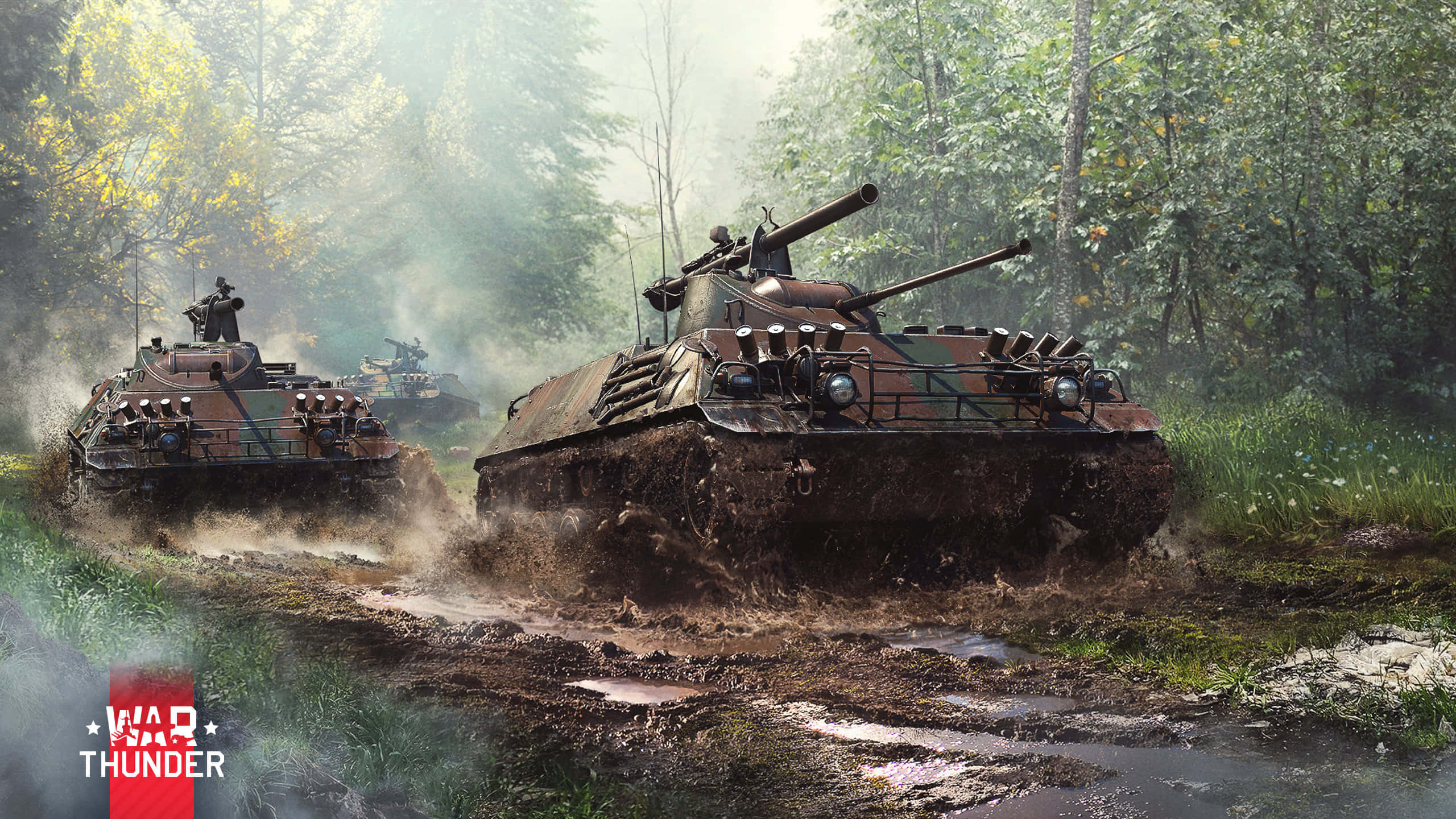 War Thunder, tanks, forest, 2K Desktop Wallpaper