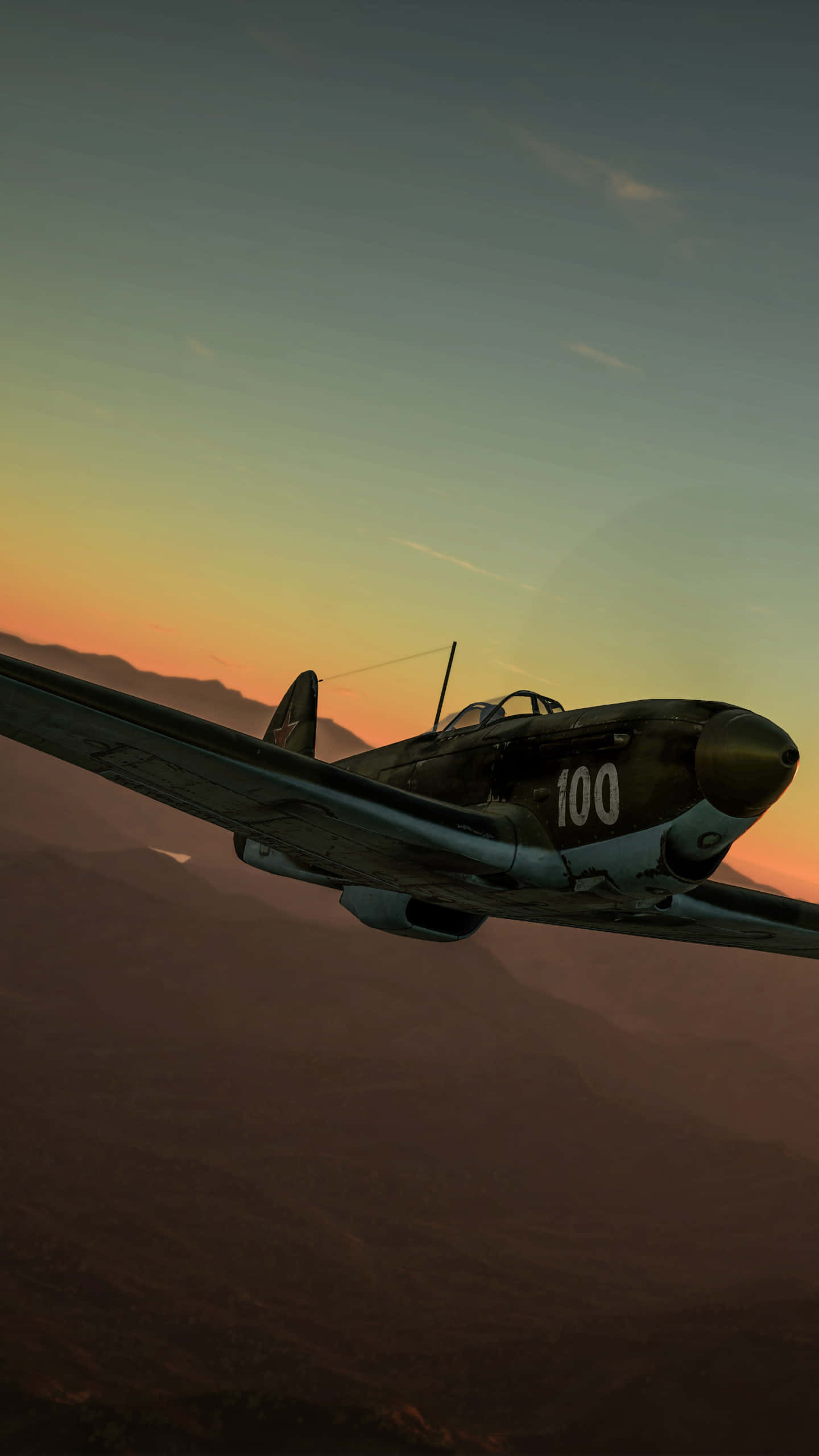 War Thunder, vintage fighter plane, number 100, 2K Phone Wallpaper