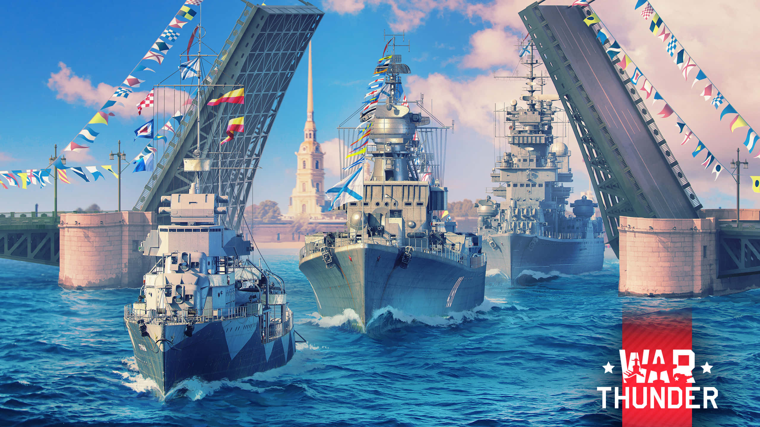 War Thunder, naval battle, warships, 2K Desktop Wallpaper