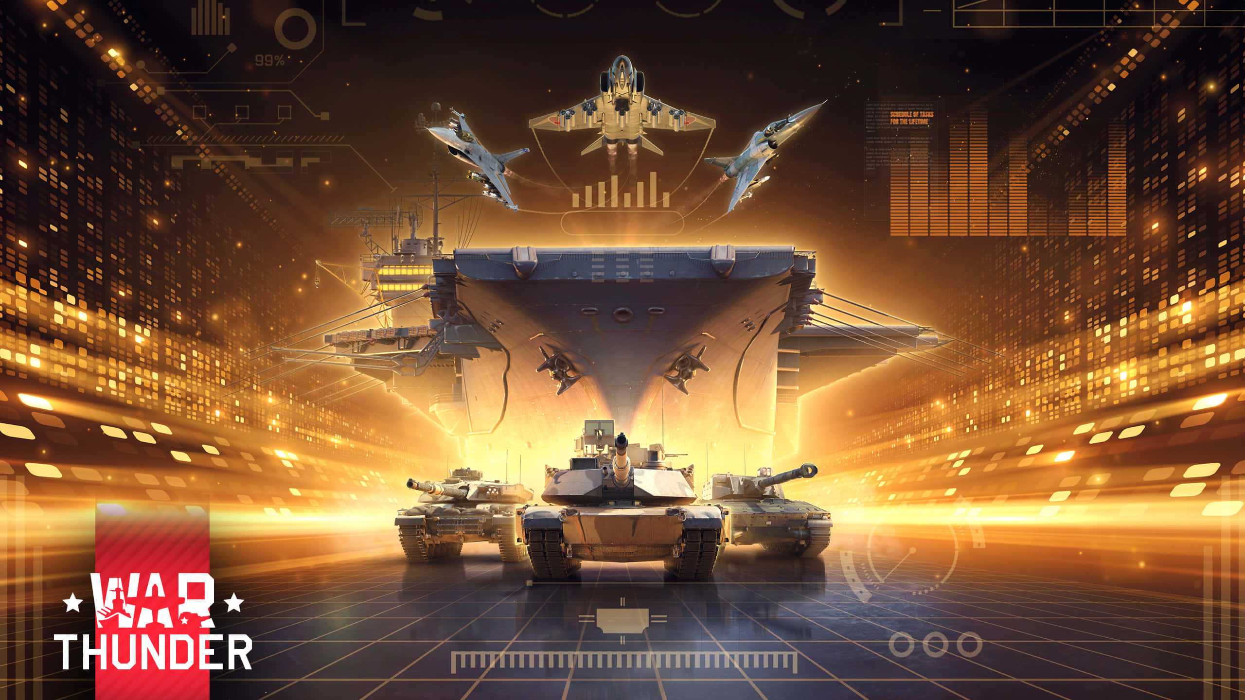 War Thunder, futuristic warship, tanks, 2K Desktop Wallpaper