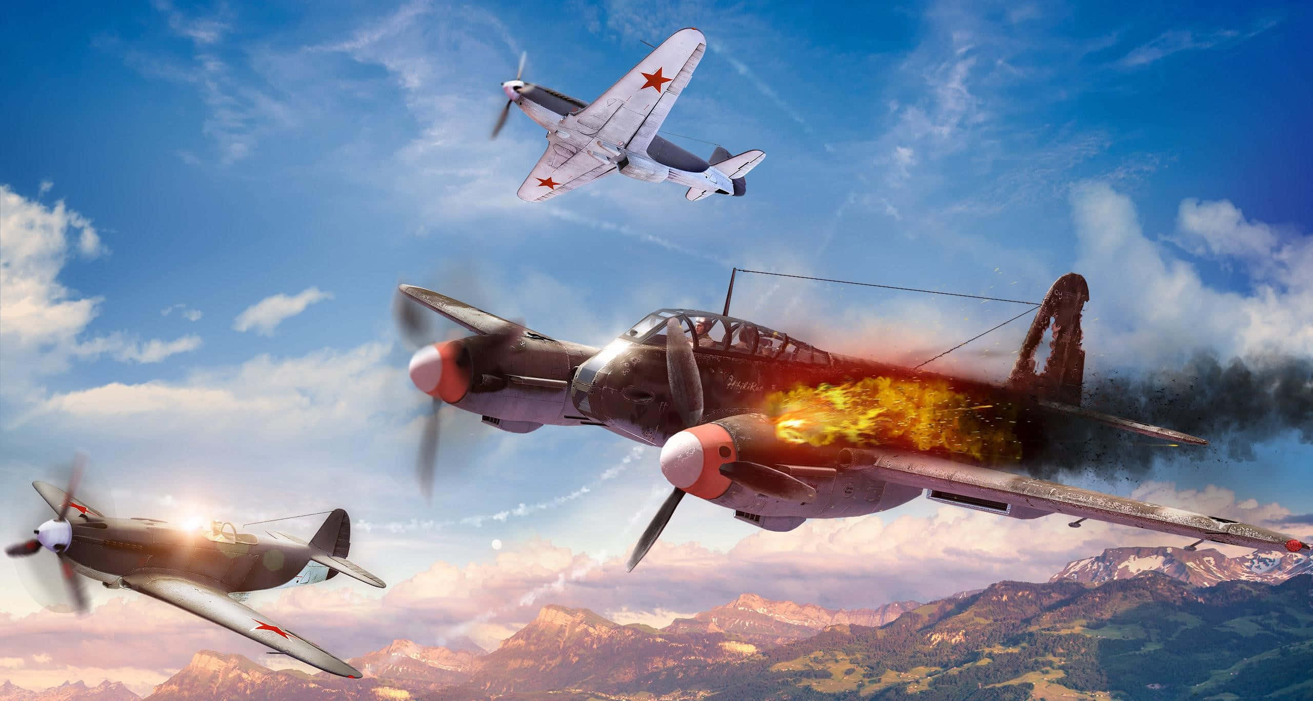 War Thunder, dogfight, aerial combat, 2K Desktop Wallpaper