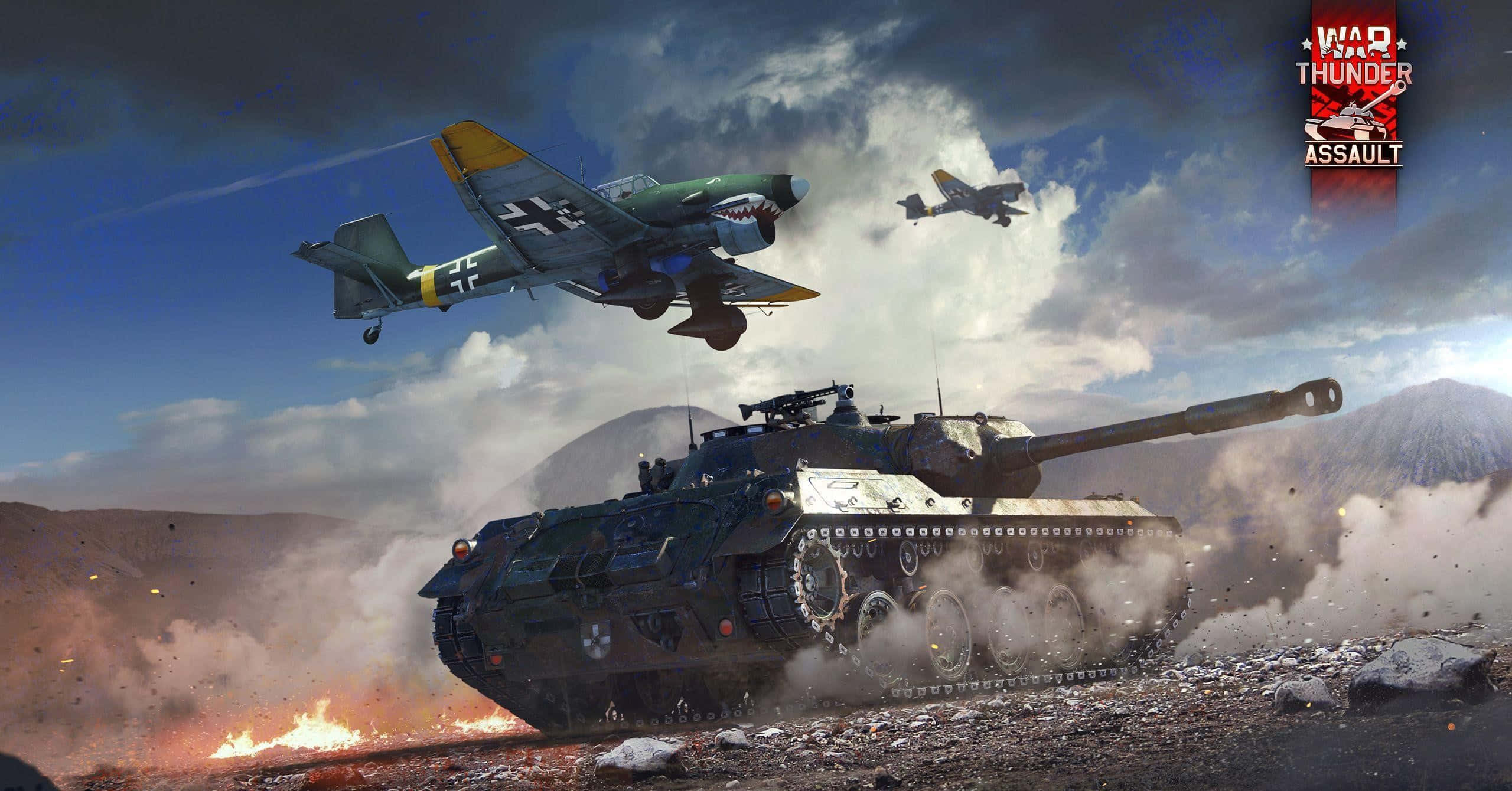 War Thunder, tank, fighter planes, 2K Desktop Wallpaper