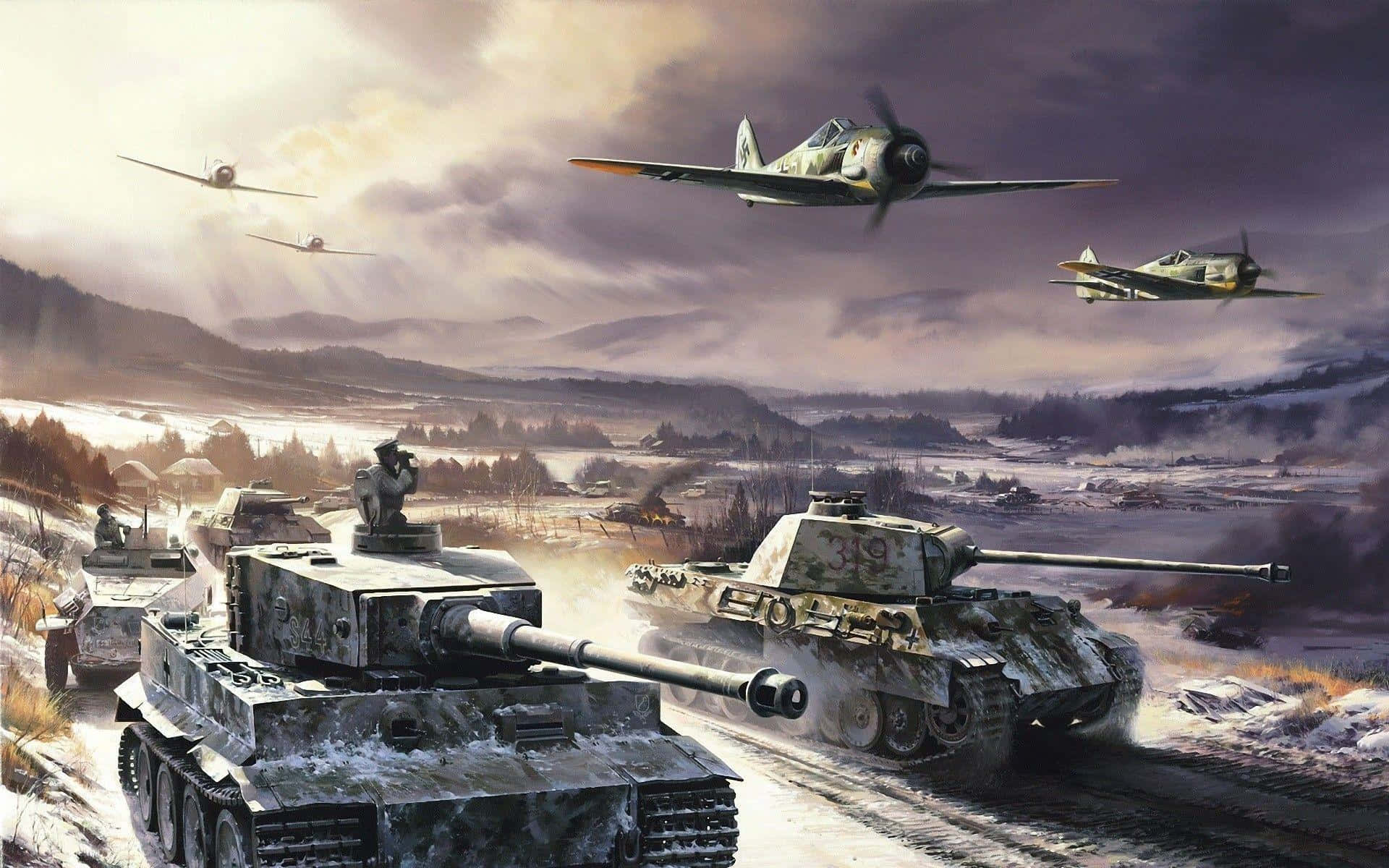 War Thunder, combined arms battle, snowy winter battlefield, Full HD Desktop Wallpaper