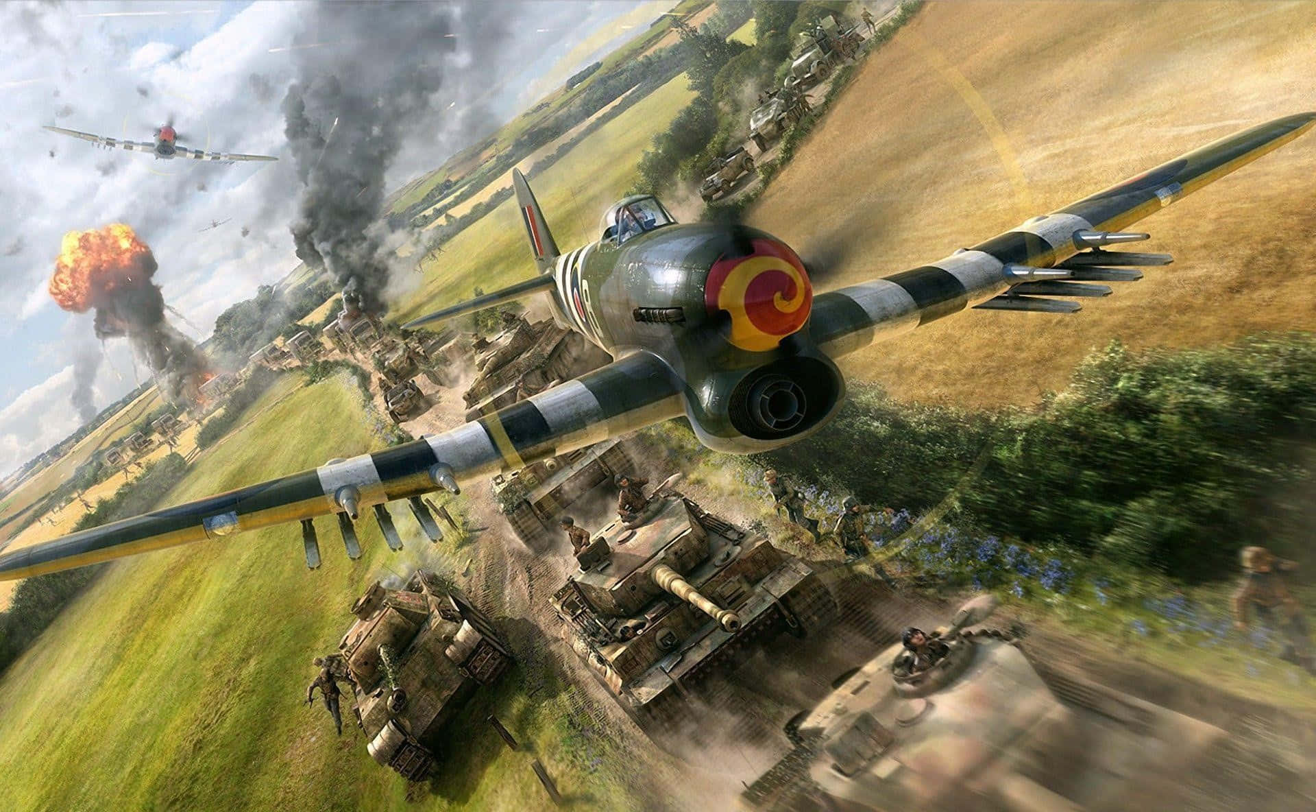 War Thunder, fighter plane, battlefield, Full HD Desktop Wallpaper