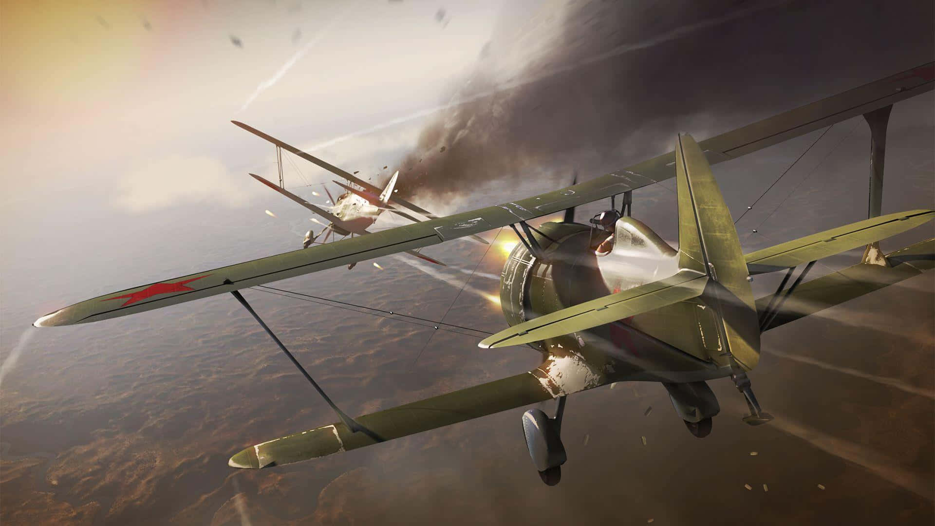 War Thunder, vintage biplanes, desert battlefield, Full HD Desktop Wallpaper
