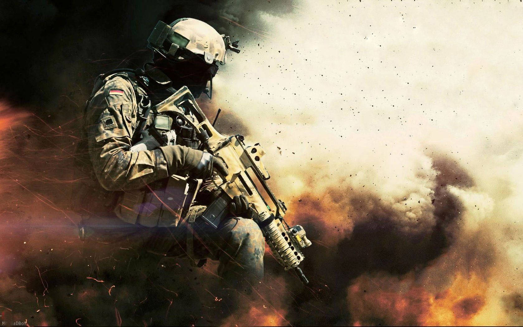 tactical soldier, combat gear, rifle, HD Desktop Wallpaper