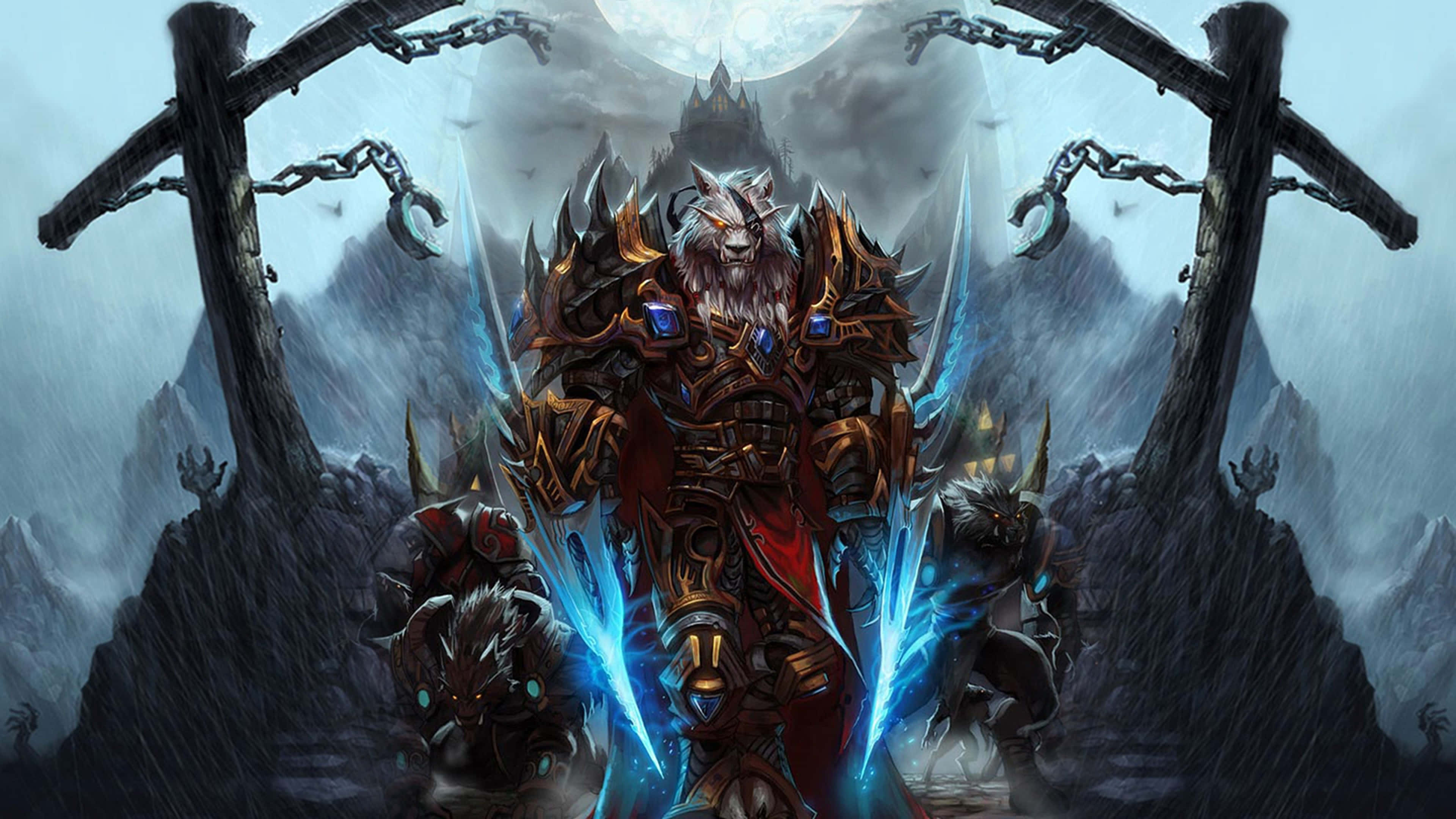 Warcraft 2, wolf-headed warrior, ornate armor, 4K Desktop Wallpaper