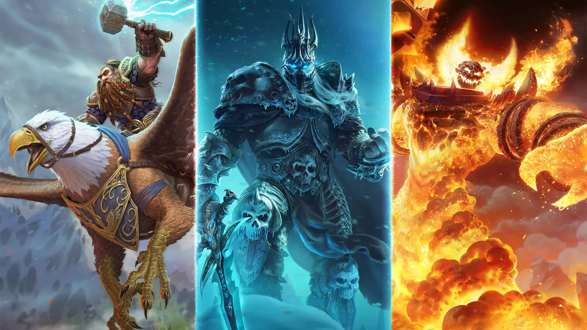 Warcraft 2, eagle rider, skeletal ice lord, Full HD Desktop Wallpaper