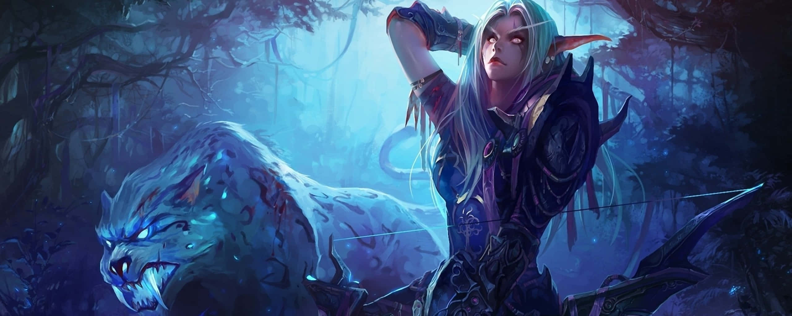 Warcraft 2, pale elf, glowing eyes, 2K Desktop Wallpaper