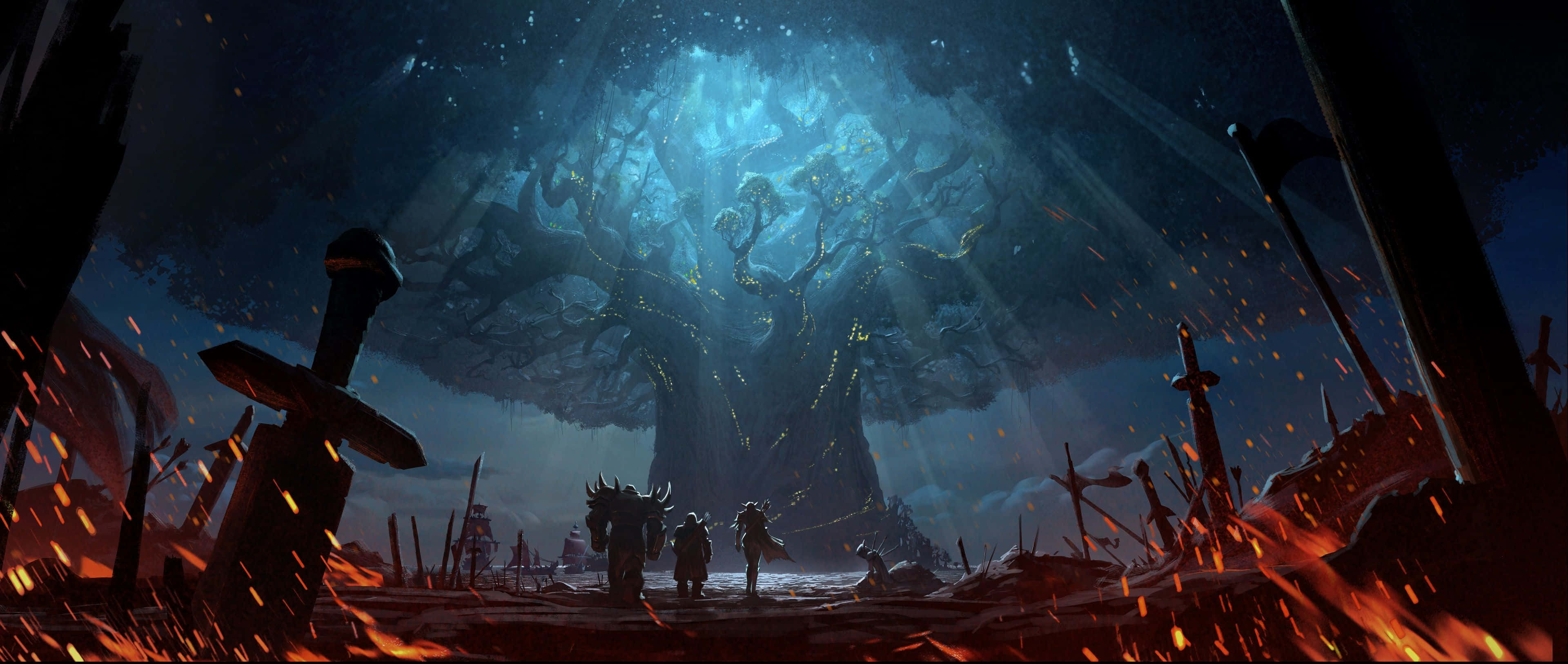 Warcraft 2, Dark Tree, glowing tree, 4K Desktop Wallpaper