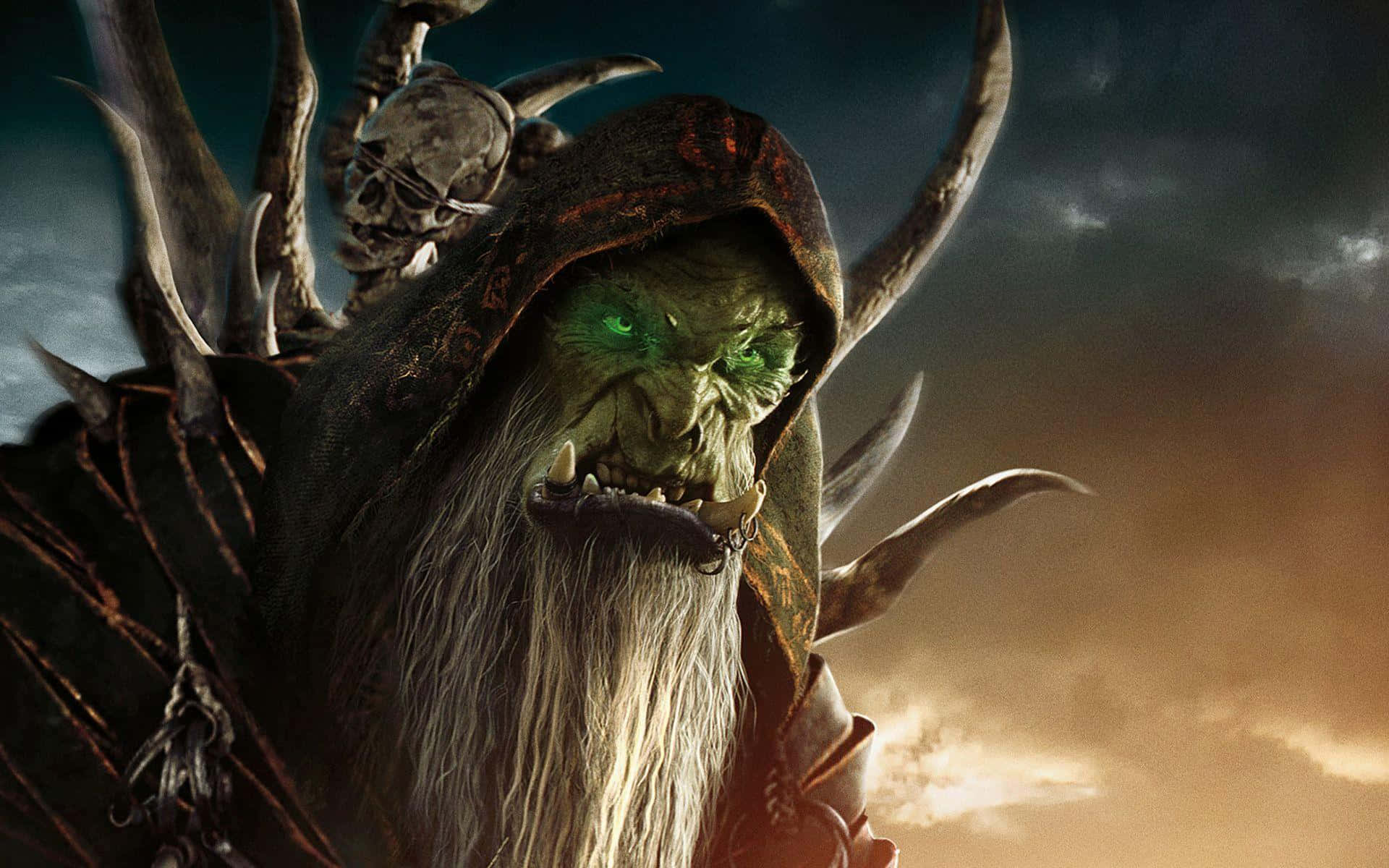 Warcraft Movie, orc warlock, green-skinned, Full HD Desktop Wallpaper
