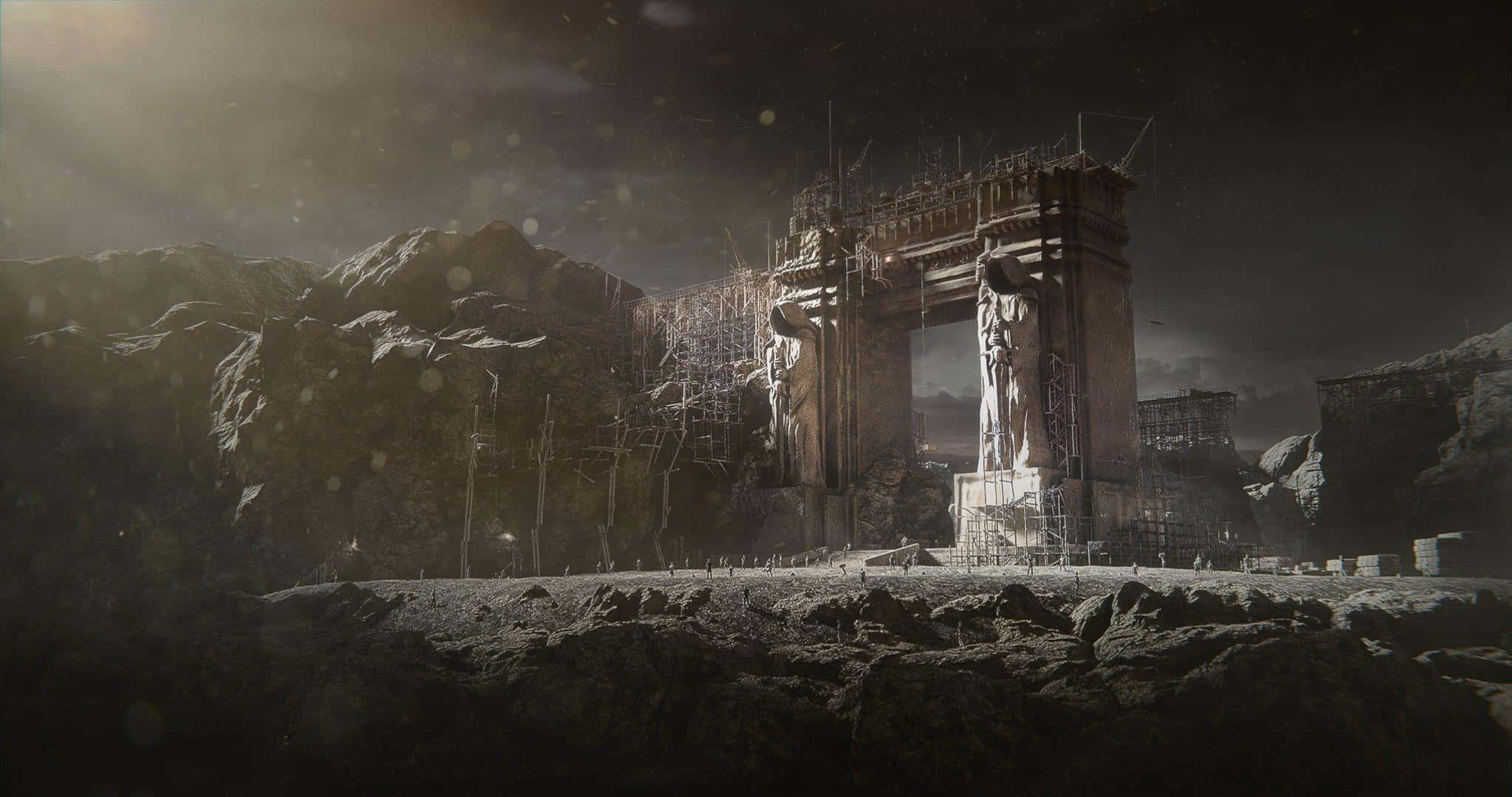 Warcraft Movie, ancient archway, desolate rocky landscape, Full HD Desktop Wallpaper