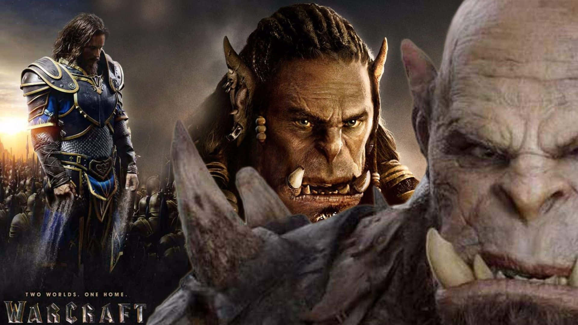Warcraft Movie, armored human warriors, menacing orc characters, Full HD Desktop Wallpaper