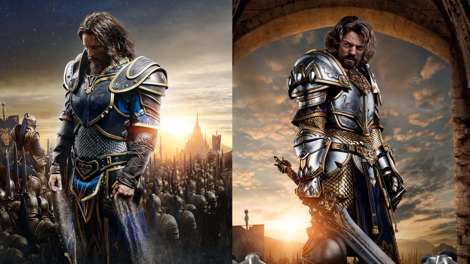 Warcraft Movie, bearded knight, ornate blue and gold armor, Full HD Desktop Wallpaper