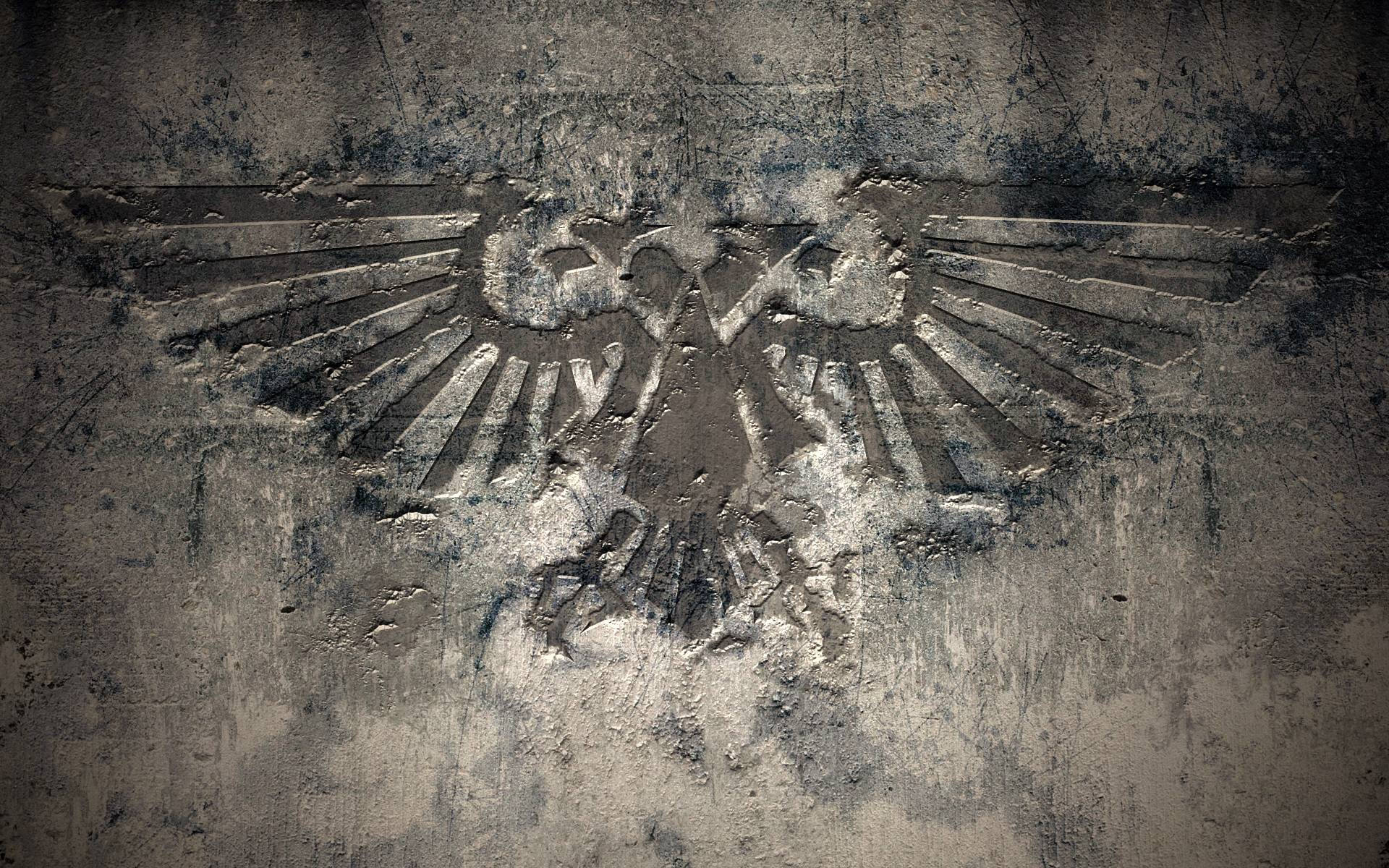 Warhammer 40K, eagle logo, concrete, Full HD Desktop Wallpaper