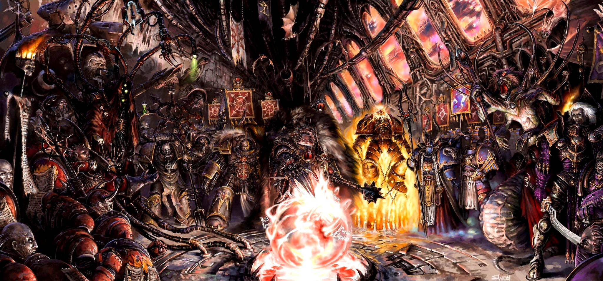 Warhammer 40k, blades of the traitor, dark fantasy war council, Full HD Desktop Wallpaper