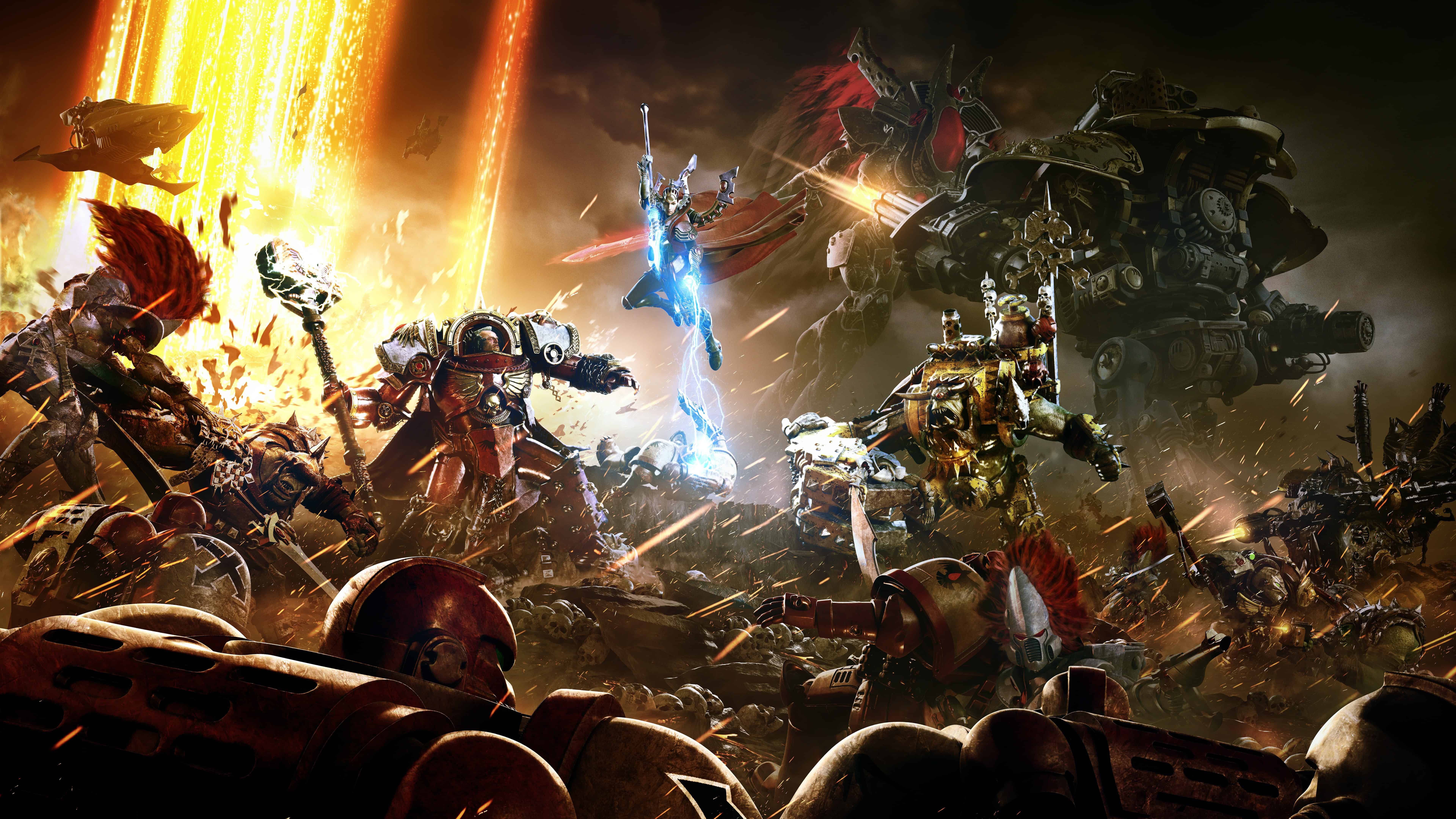 Warhammer 40K, Dawn, two side battle, 8K Desktop Wallpaper