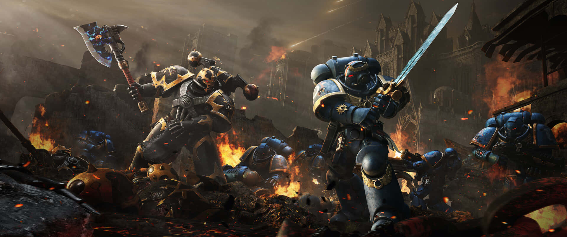 Warhammer 4K, warriors, heavy armor, Full HD Desktop Wallpaper
