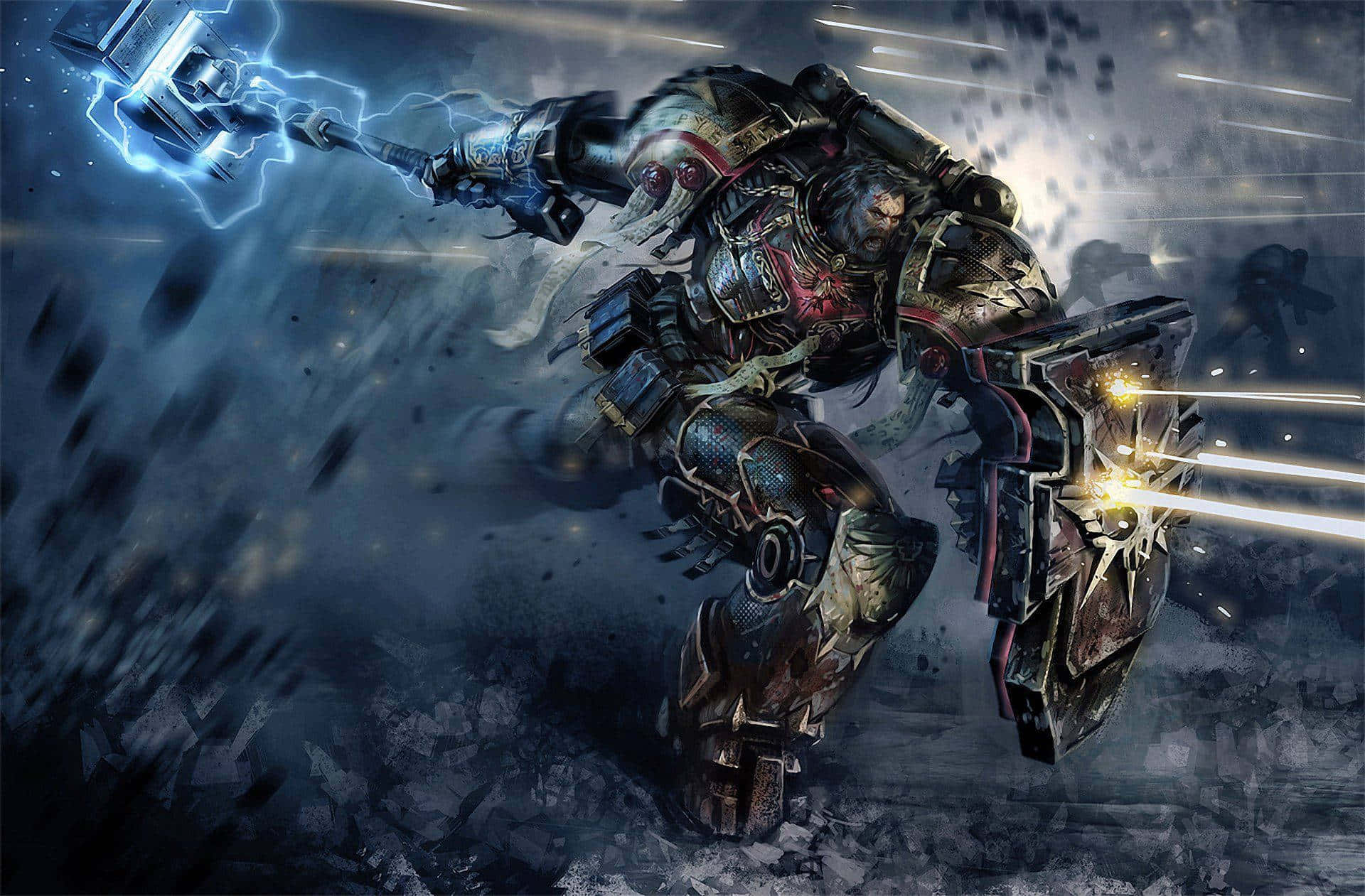 Warhammer 4K, glowing hammer, plasma weapon, Full HD Desktop Wallpaper