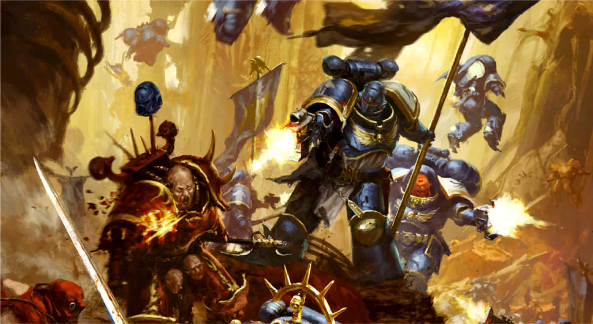 Warhammer 4K, warriors, ornate armor, SD Desktop Wallpaper