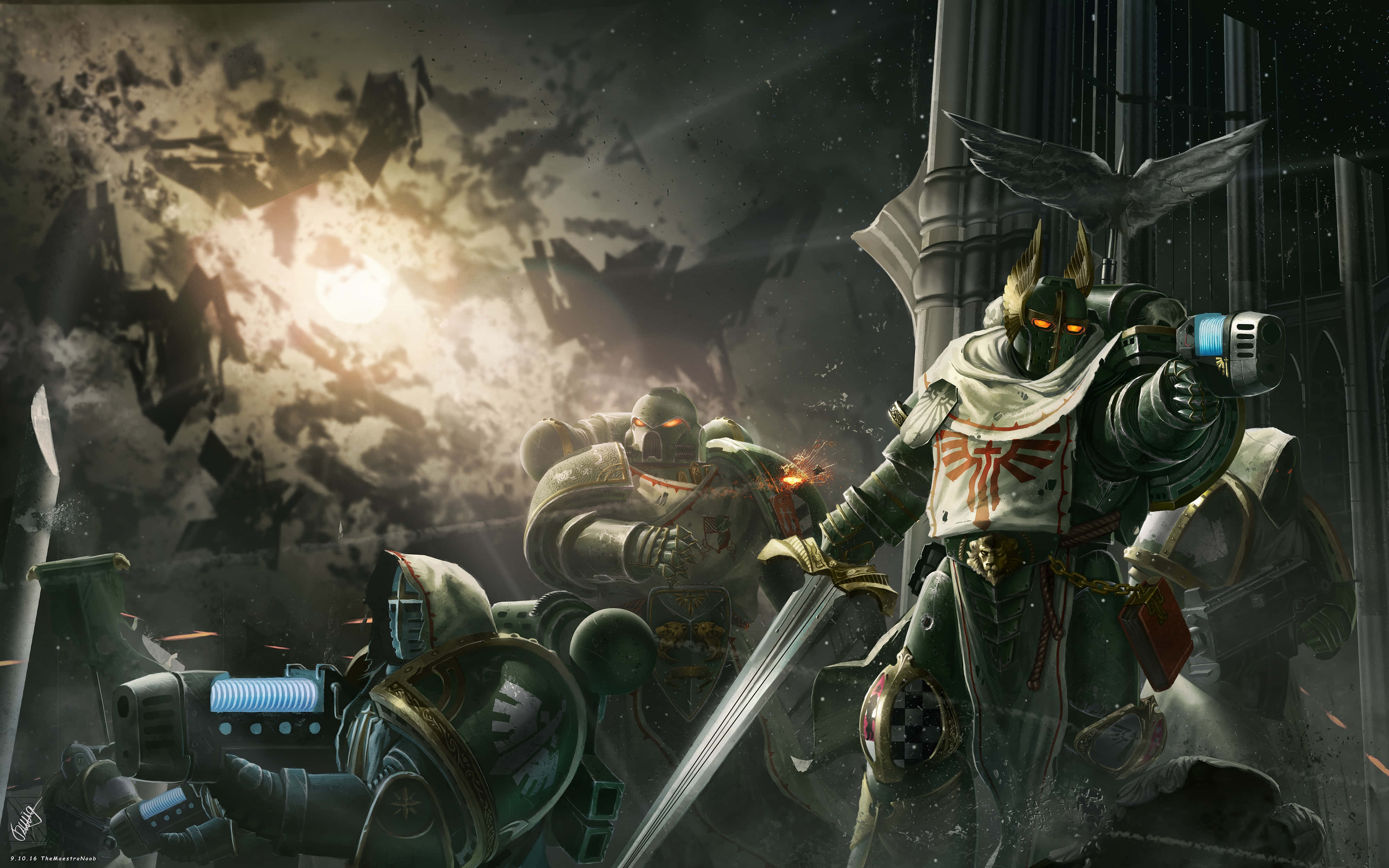 Warhammer 4K, warrior, ornate armor, 4K Desktop Wallpaper