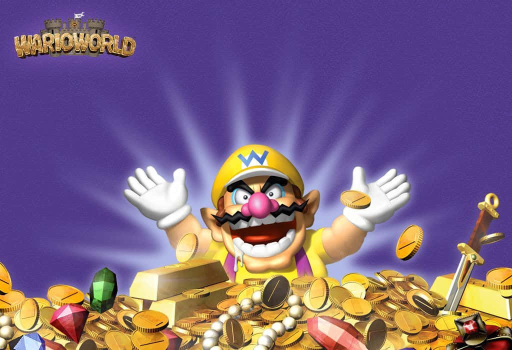 Wario, gold coins, jewels, SD Desktop Wallpaper
