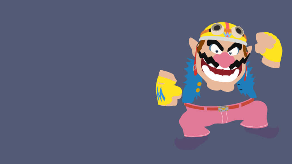Wario, yellow motorcycle, dark blue background, SD Desktop Wallpaper