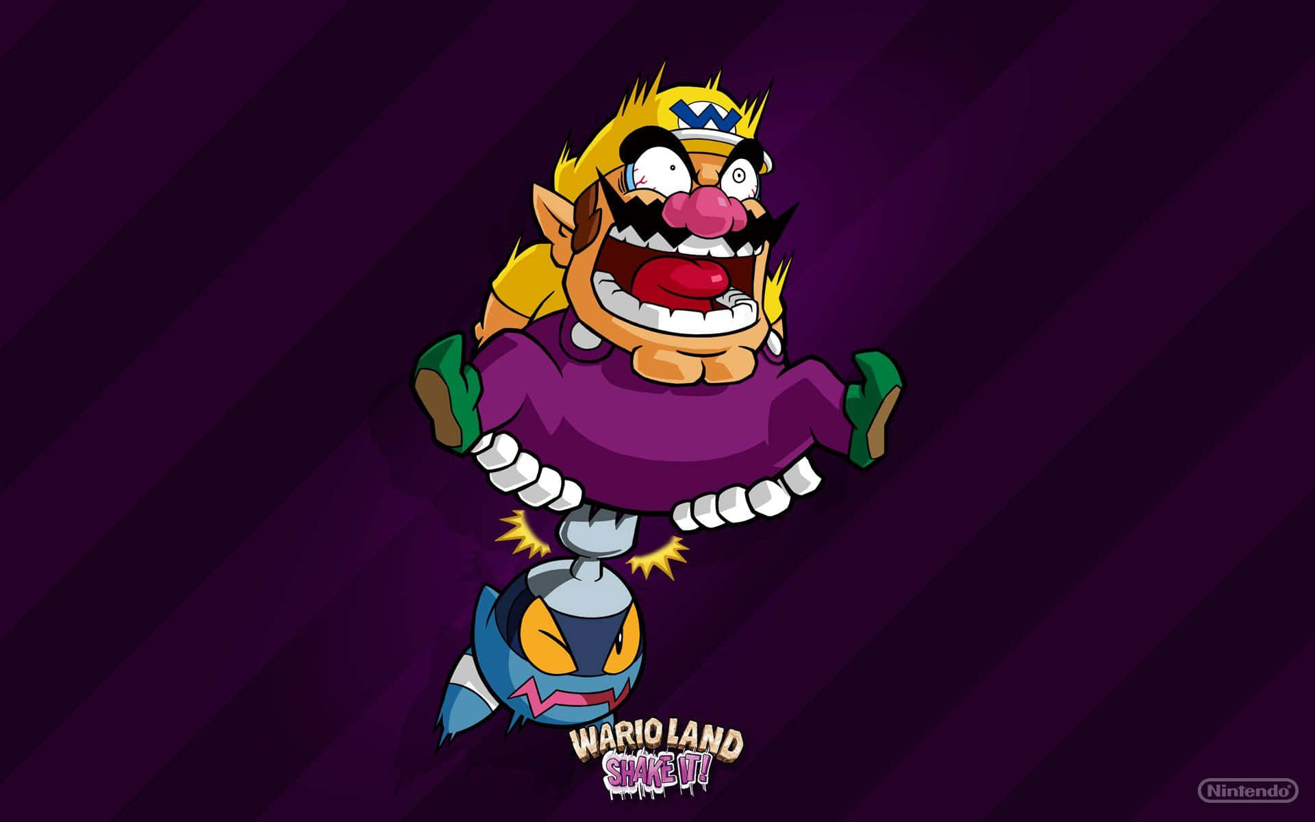 Wario, purple shirt, yellow hat, Full HD Desktop Wallpaper