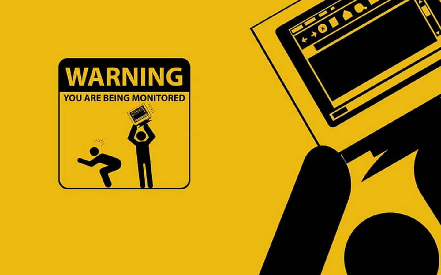 Warning, yellow background, warning sign, HD Desktop Wallpaper