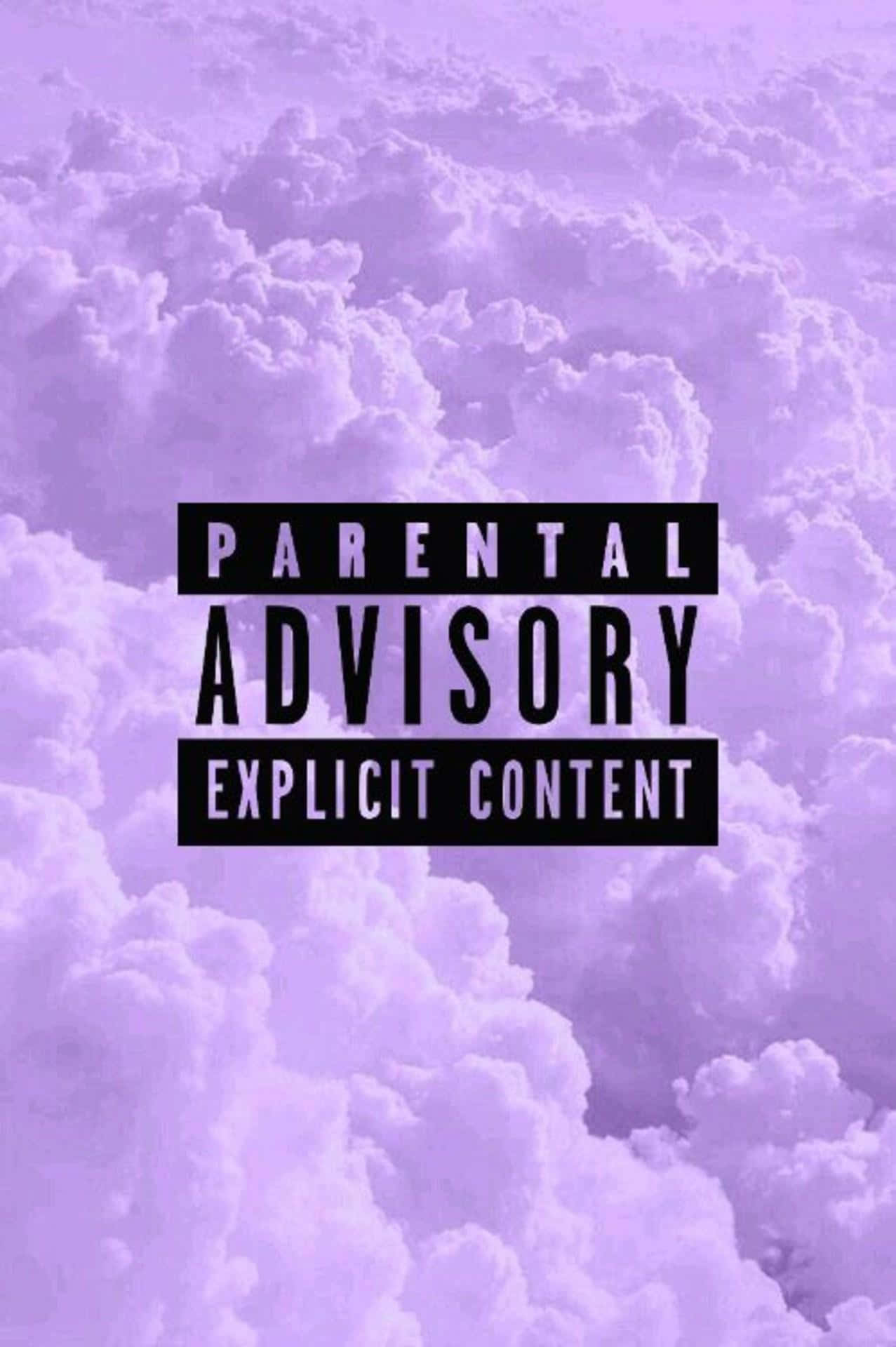 Parental Advisory, purple clouds, bold black text, Full HD Phone Wallpaper