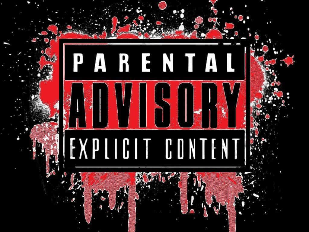 Parental Advisory, red splatter, dripping paint, SD Desktop Wallpaper