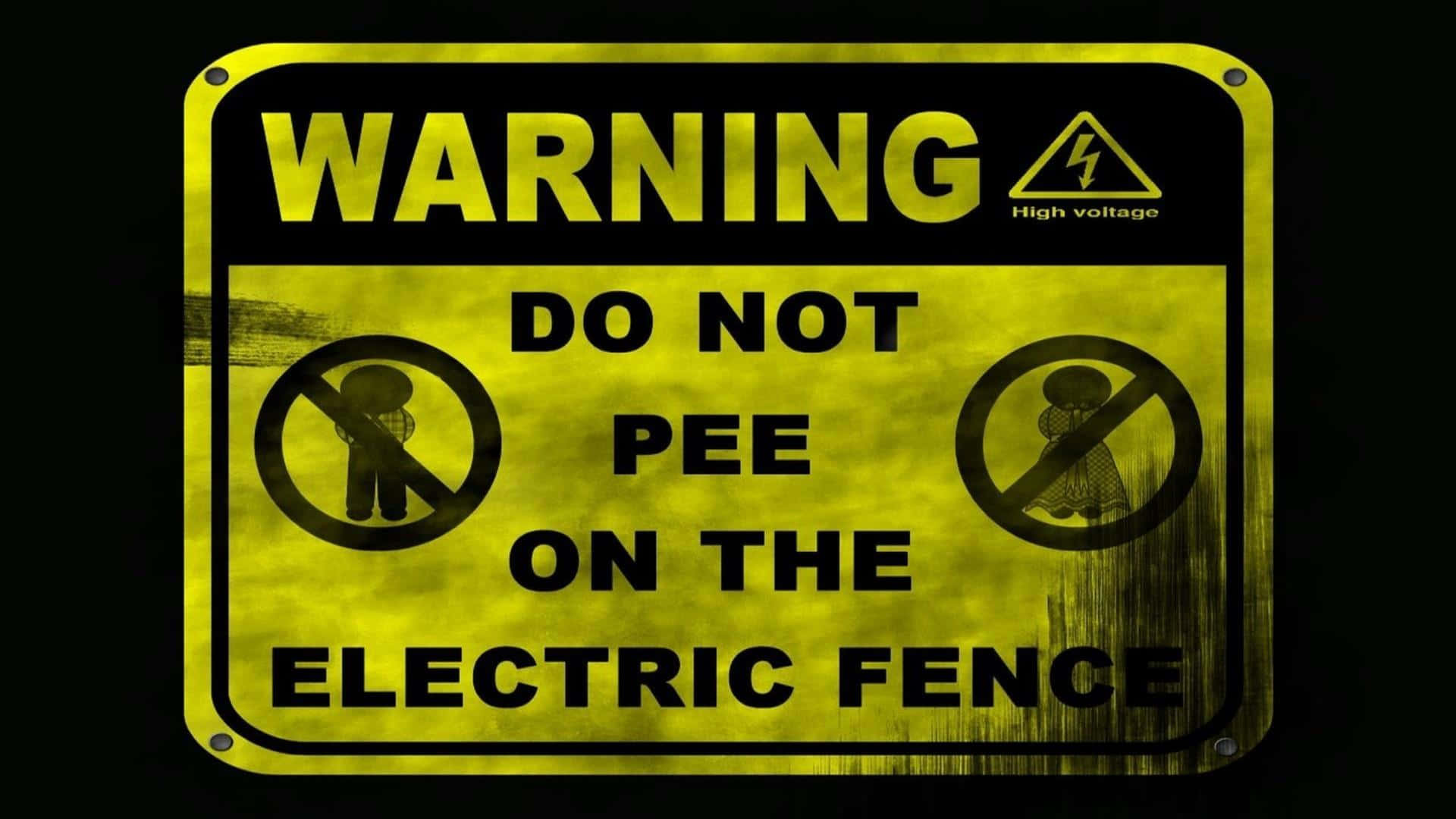 yellow warning sign, bold black text, symbols, Full HD Desktop Wallpaper