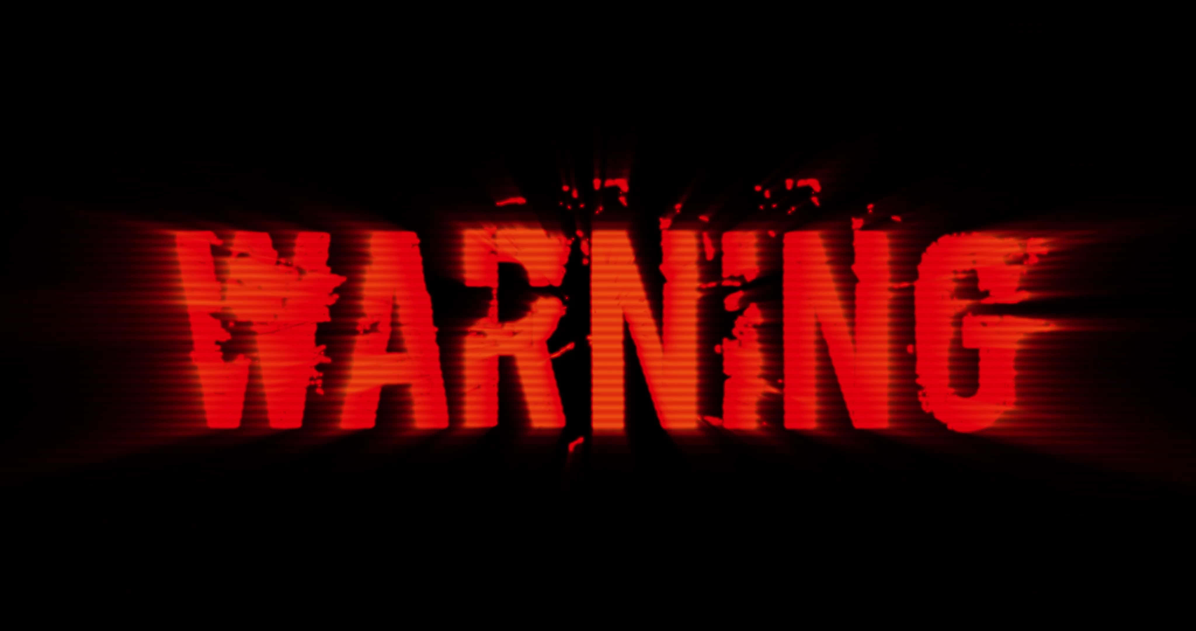 WARNING, jagged red letters, black background, 4K Desktop Wallpaper