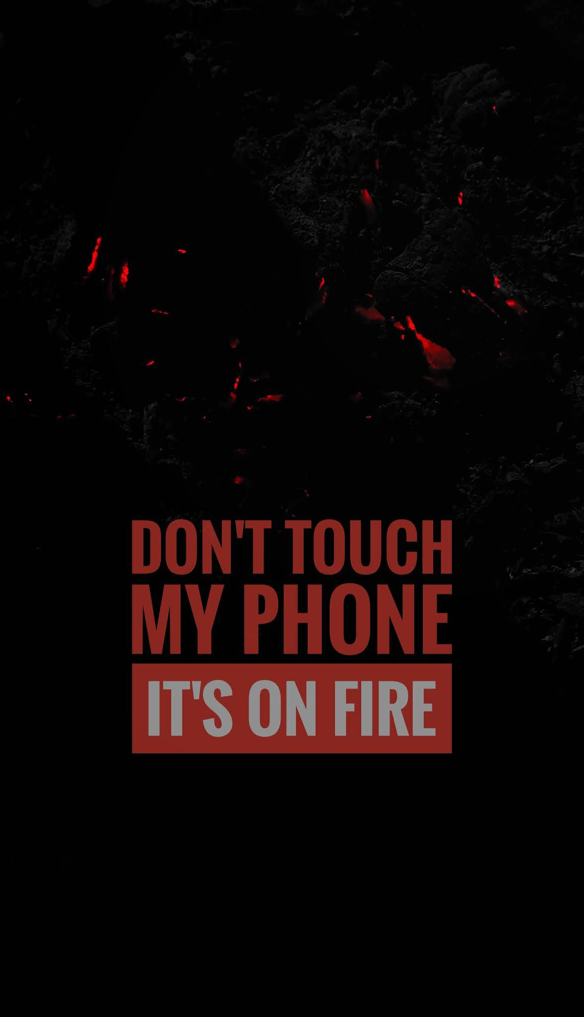 Warning Sign on the Screen, glowing red embers, bold red text, Full HD Phone Wallpaper