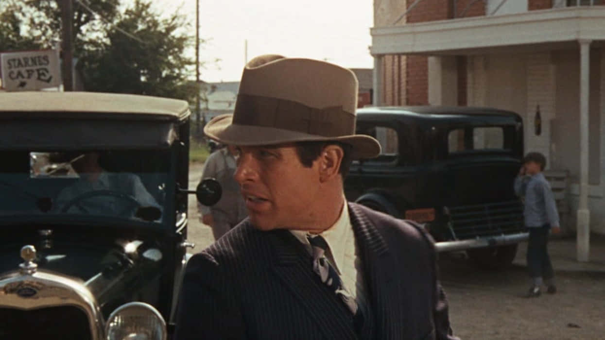 Warren Beatty, fedora, pinstripe suit, SD Desktop Wallpaper